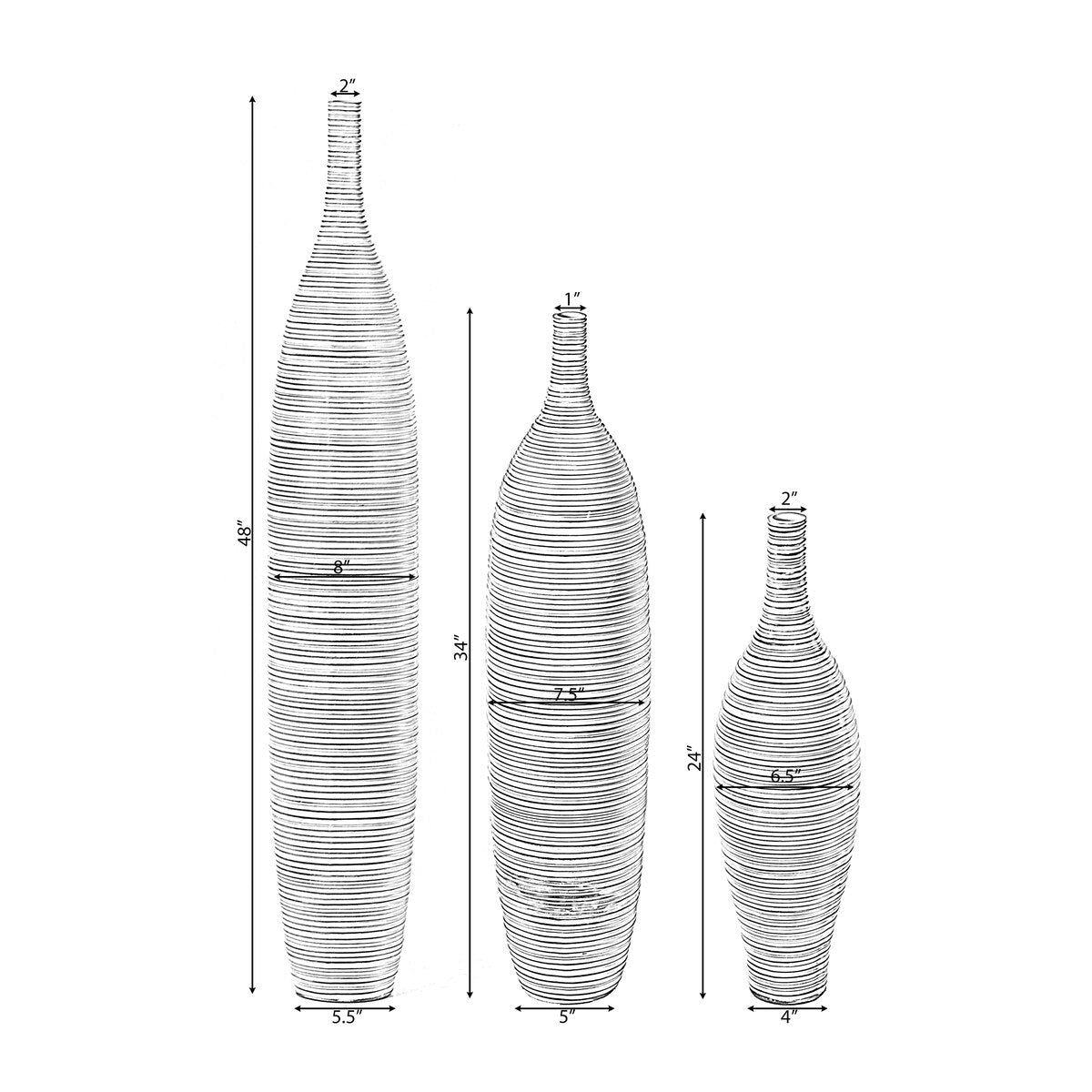 White Floor Vase, Ribbed Design, Modern Elegant Home Decoration, Room Enhancement, Sculptural Look, Sophisticated Decor