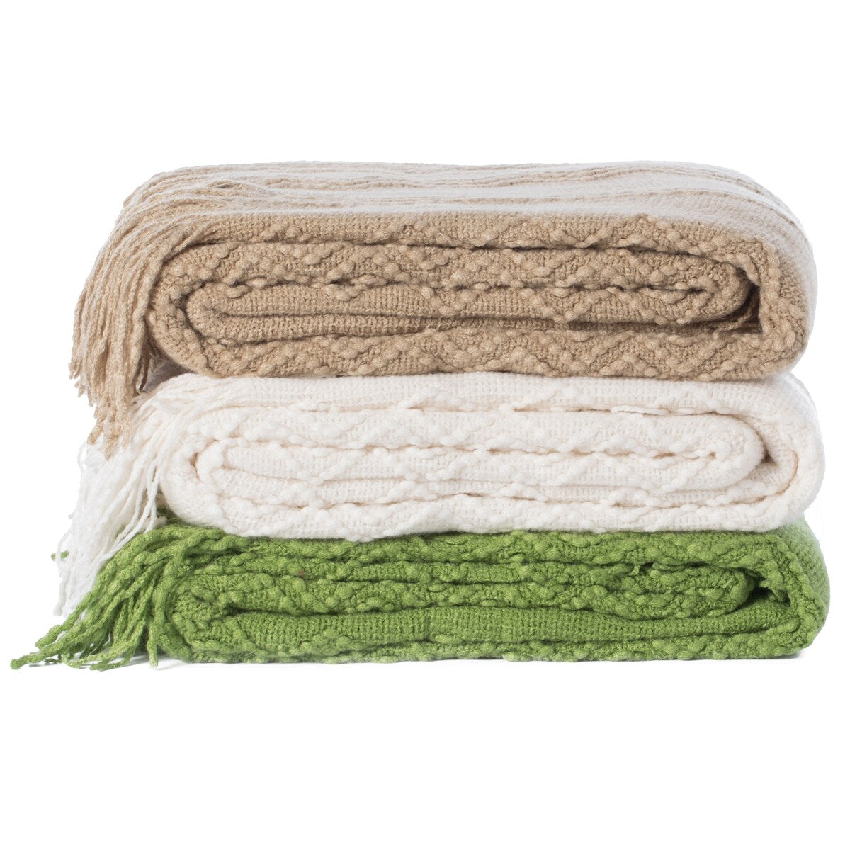 Decorative Throw Blanket - 50x60in Soft Knit with Delightful Fringe Edges for a Sophisticated and Cozy Touch to Your Home