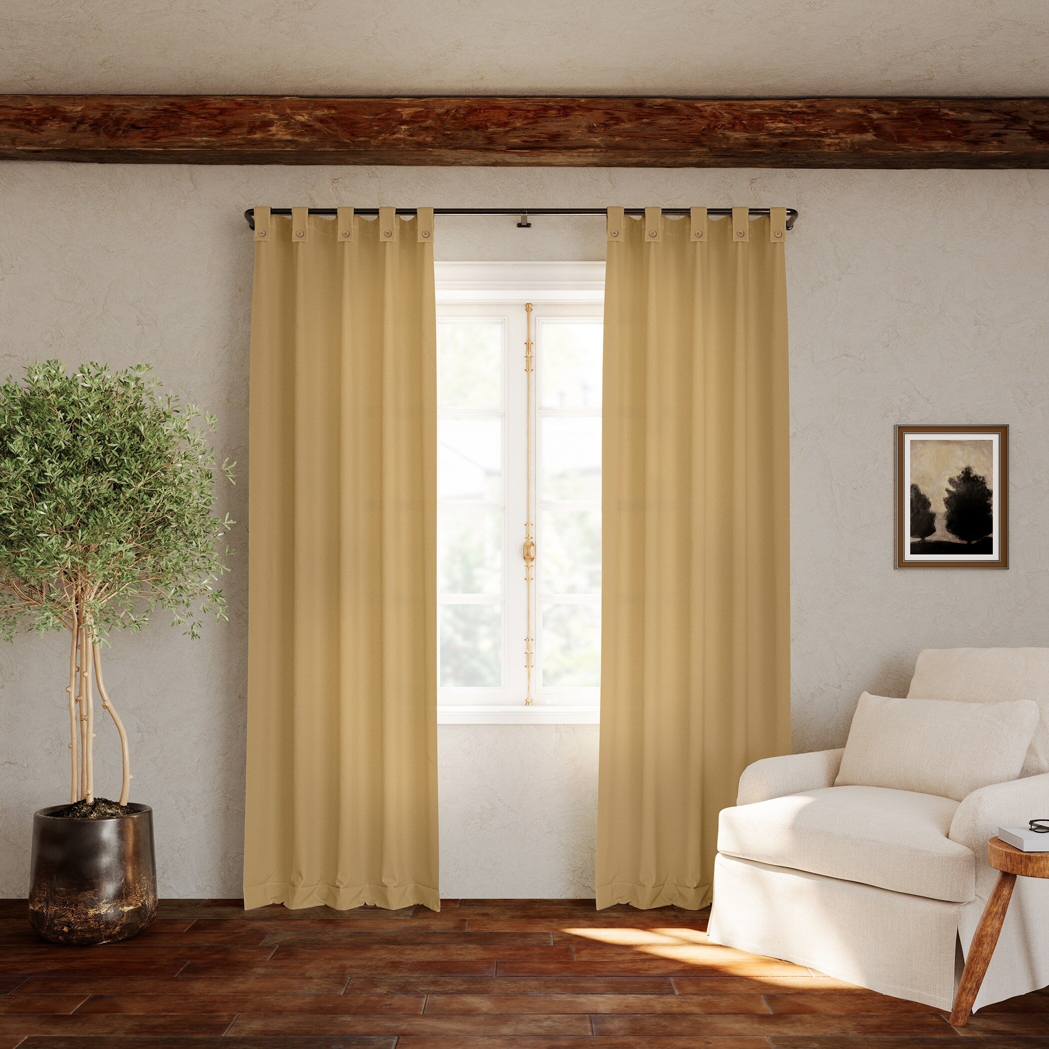 Archaeo Cotton Blend Button Tab Top Curtain, Single Panel