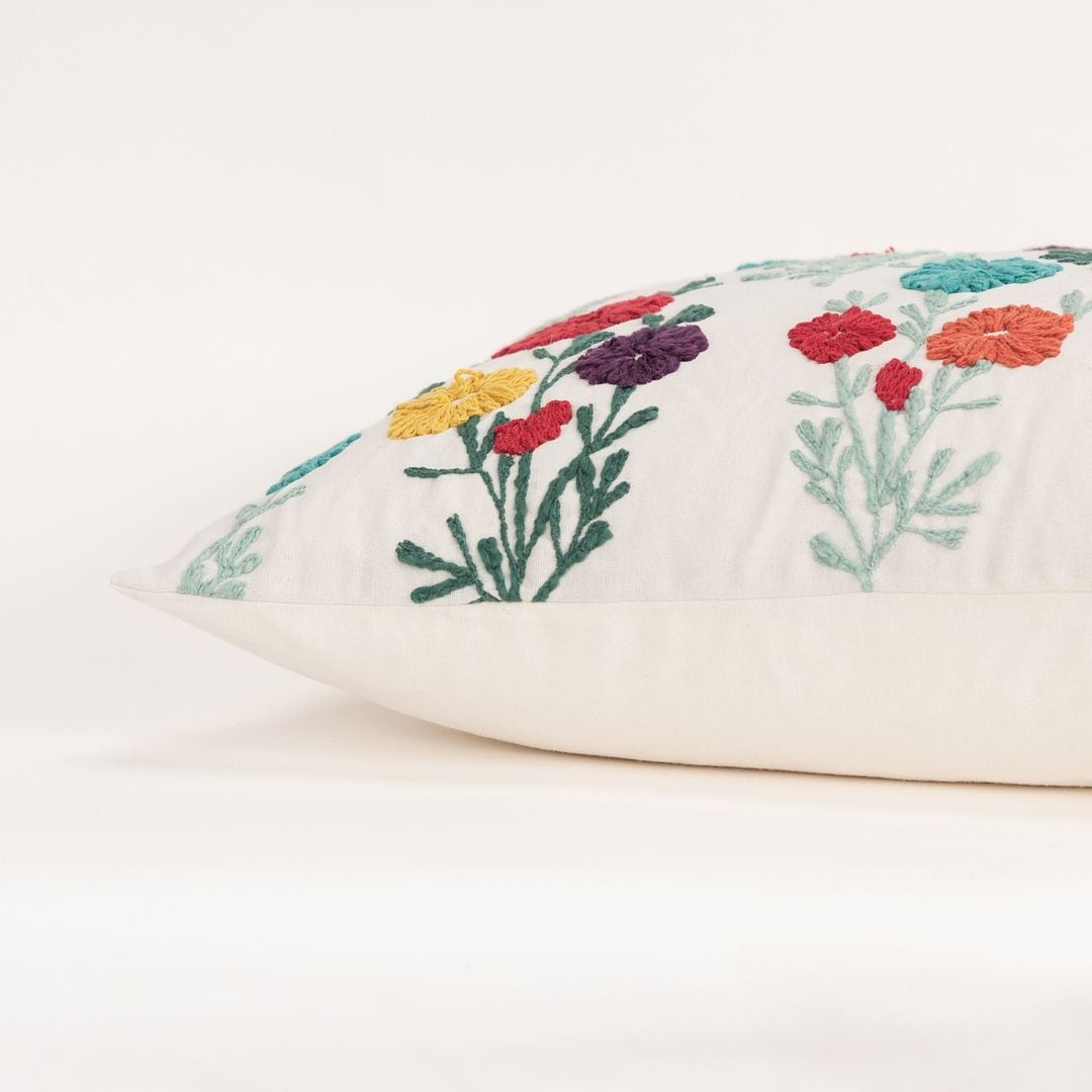 Colorful Floral Lumbar Pillow