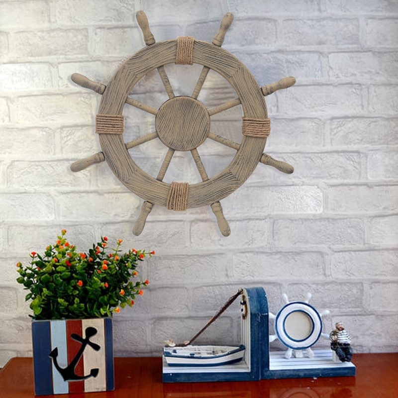 Adeco Large Marine Ship Wheel Nautical Decor