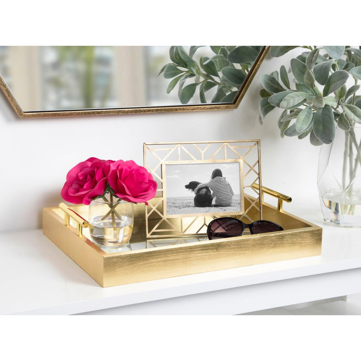 Kate and Laurel Lipton Metal Handle Decorative Tray