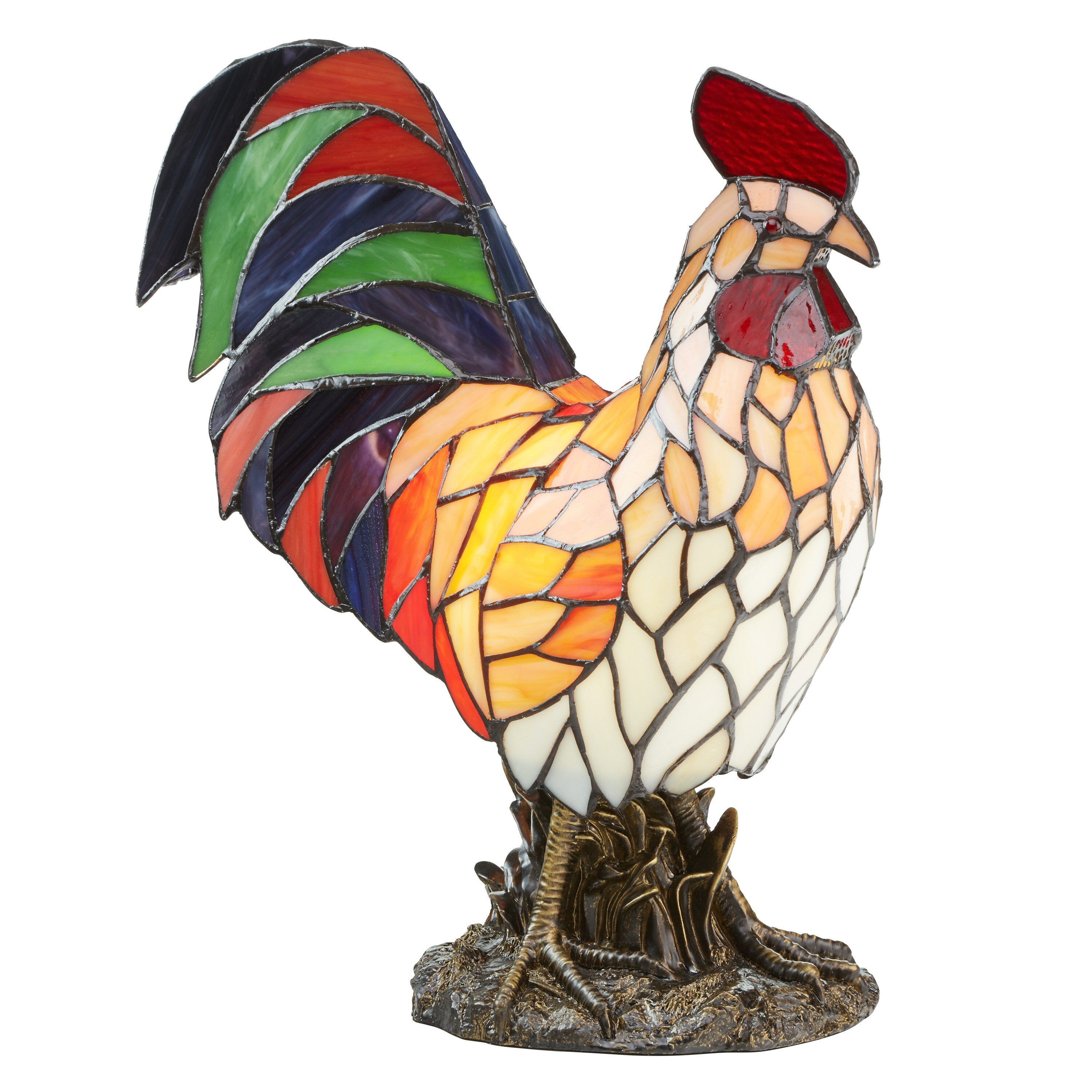 The Gray Barn Tara Multicolor Resin 15.5-inch Rooster Stained Glass Accent Lamp - 12.5L x 7.0W x 15H