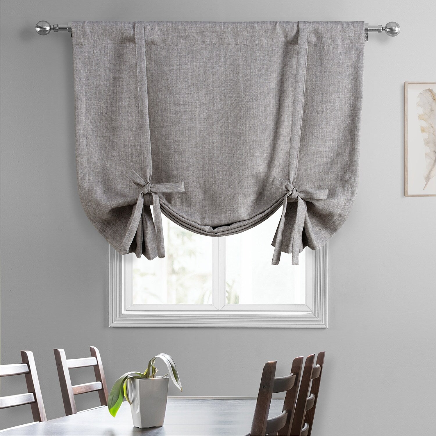 Exclusive Fabrics Faux Linen Room Darkening Tie-Up Window Shade (1 Panel)