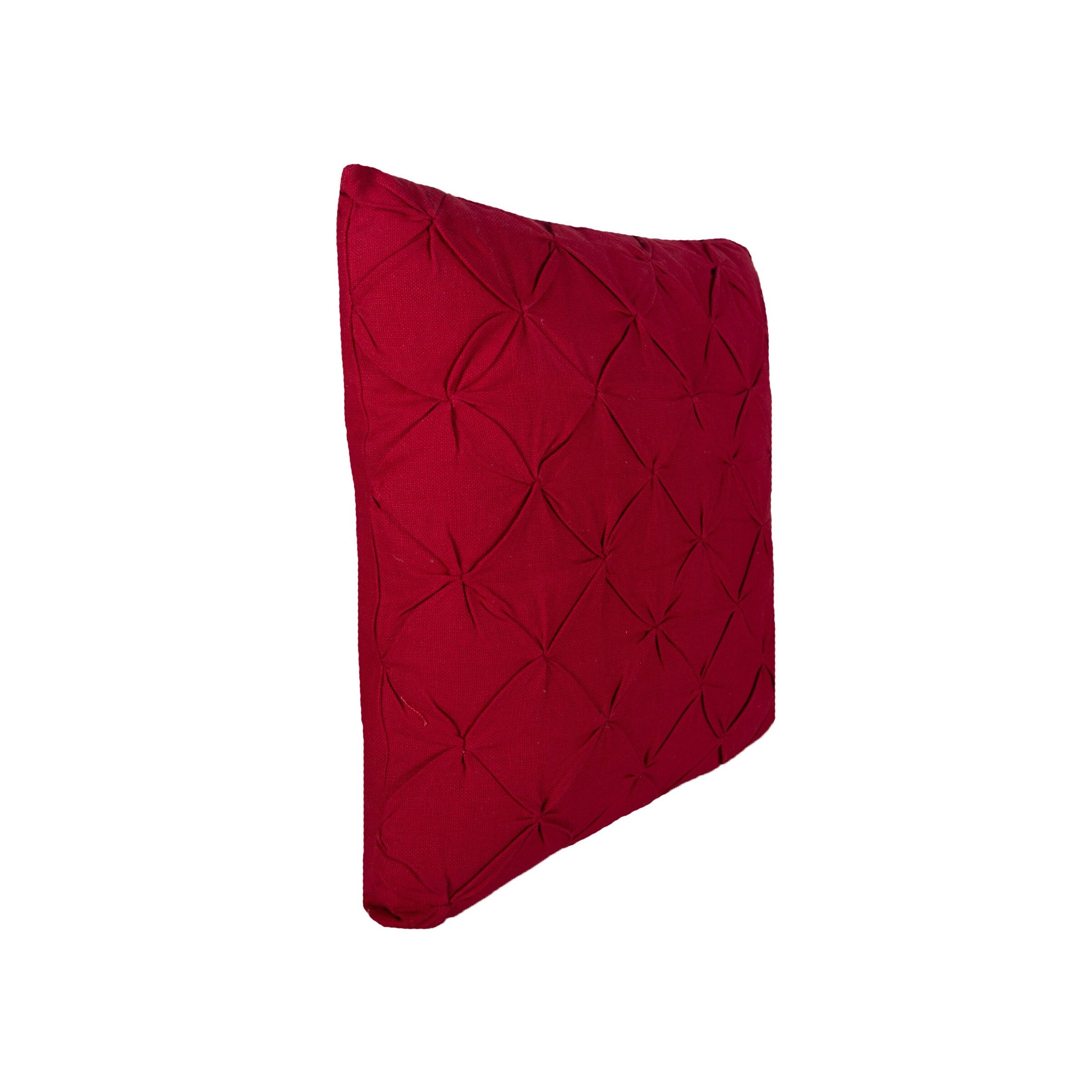 18 x 18 Diamond Tuck Red Solid Woven Square Throw Pillow