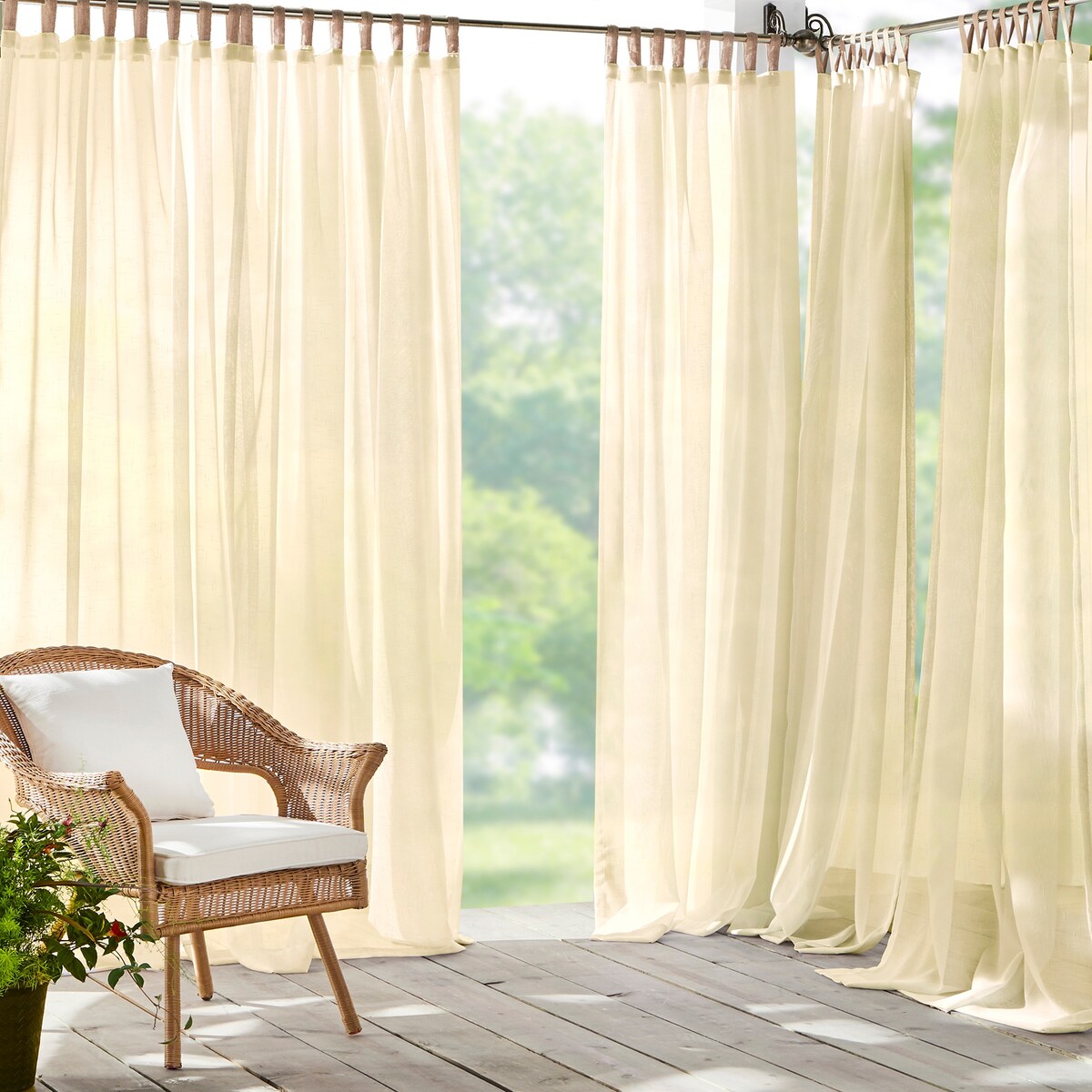 Darien Solid Indoor/Outdoor Sheer Velcro Tab Top Single Window Curtain Panel