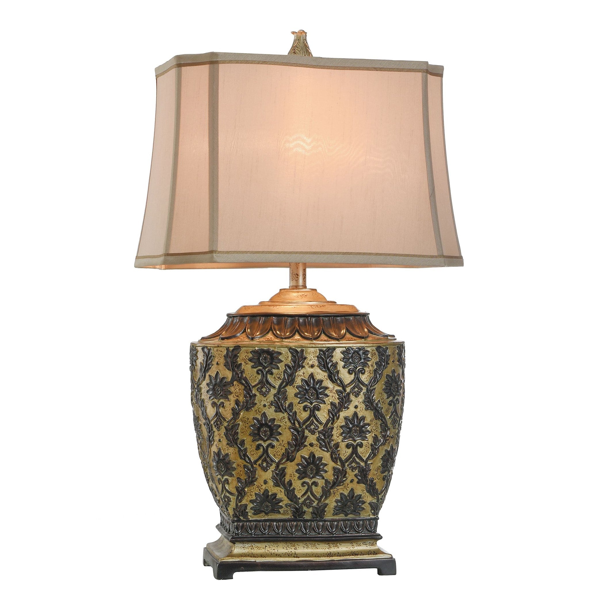 StyleCraft Jane Seymour Antique Platinum and Barbados Table Lamp - Beige Fabric Shade