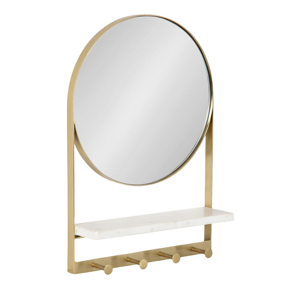 Kate and Laurel Chadwin Round Mirror with Shelf and Hooks