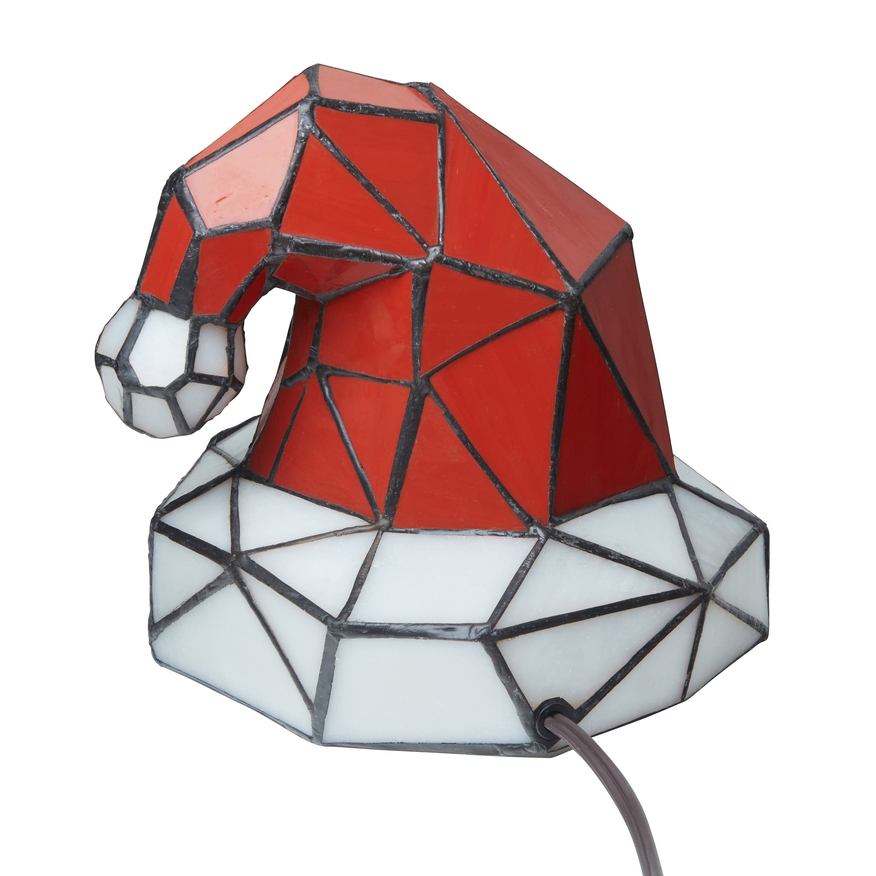 Santa Hat River of Goods Red and White Stained Glass Novelty Lamp - 8 x 8 x 7.75