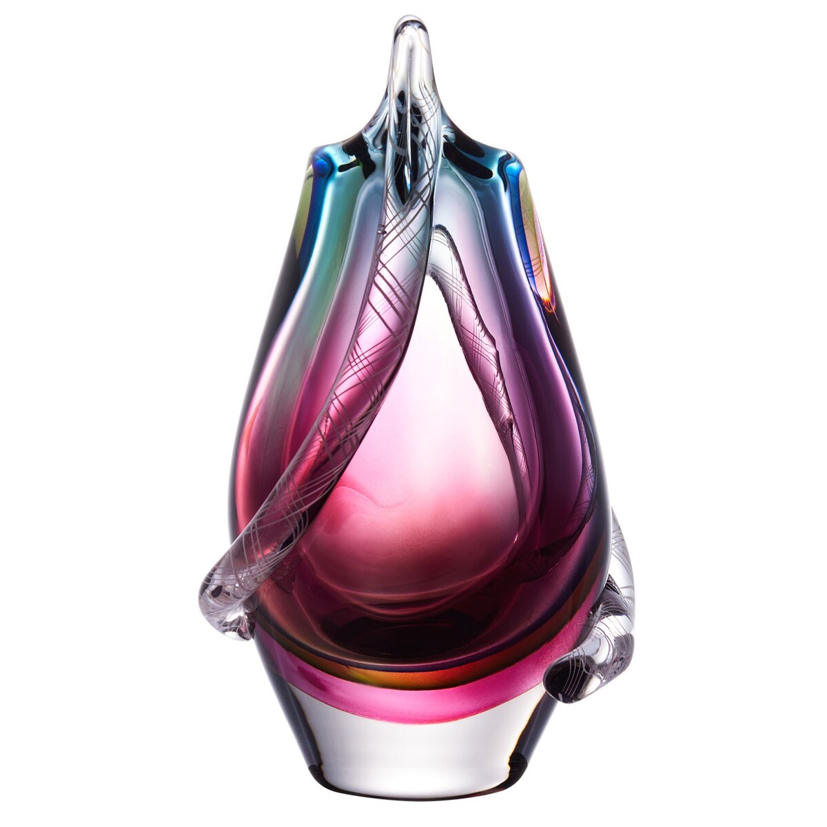 Luxury Lane Hand Blown Sommerso Art Glass Teardrop Vase 8-10.5 inch tall