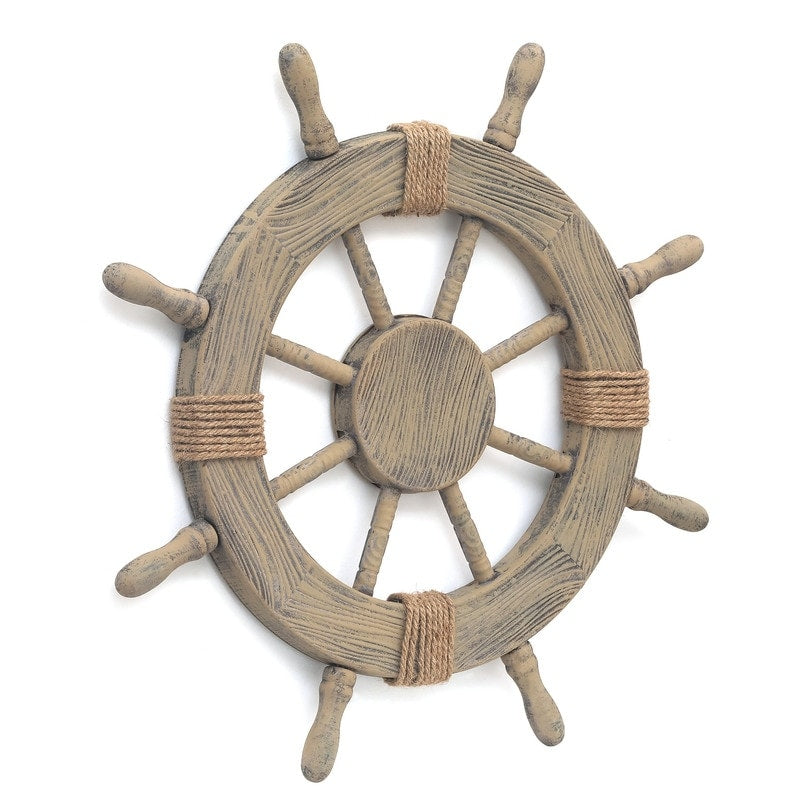 Adeco Large Marine Ship Wheel Nautical Decor