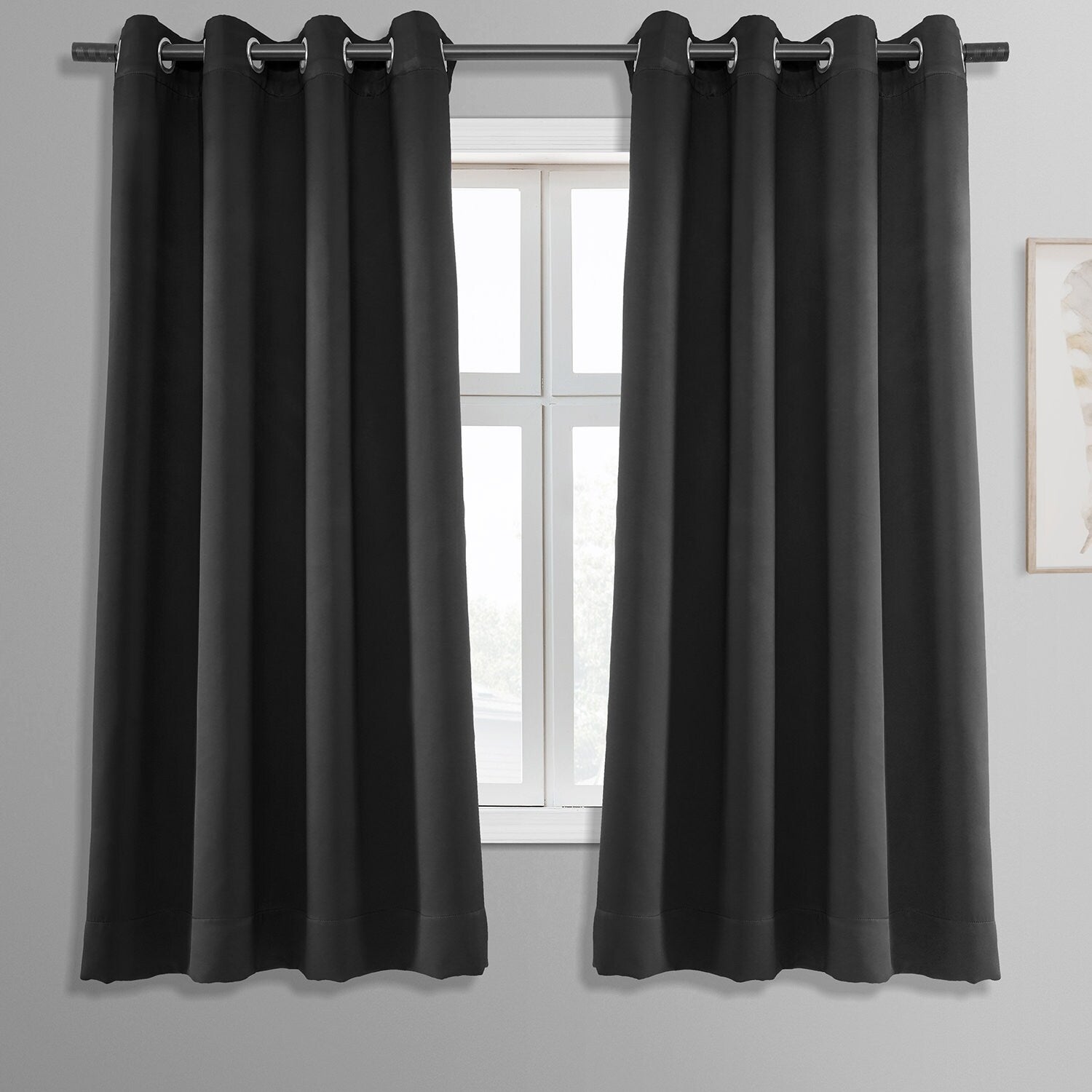 Exclusive Fabrics Room Darkening Grommet Curtain Panel Pair 63 Inches Long (2 Panels)