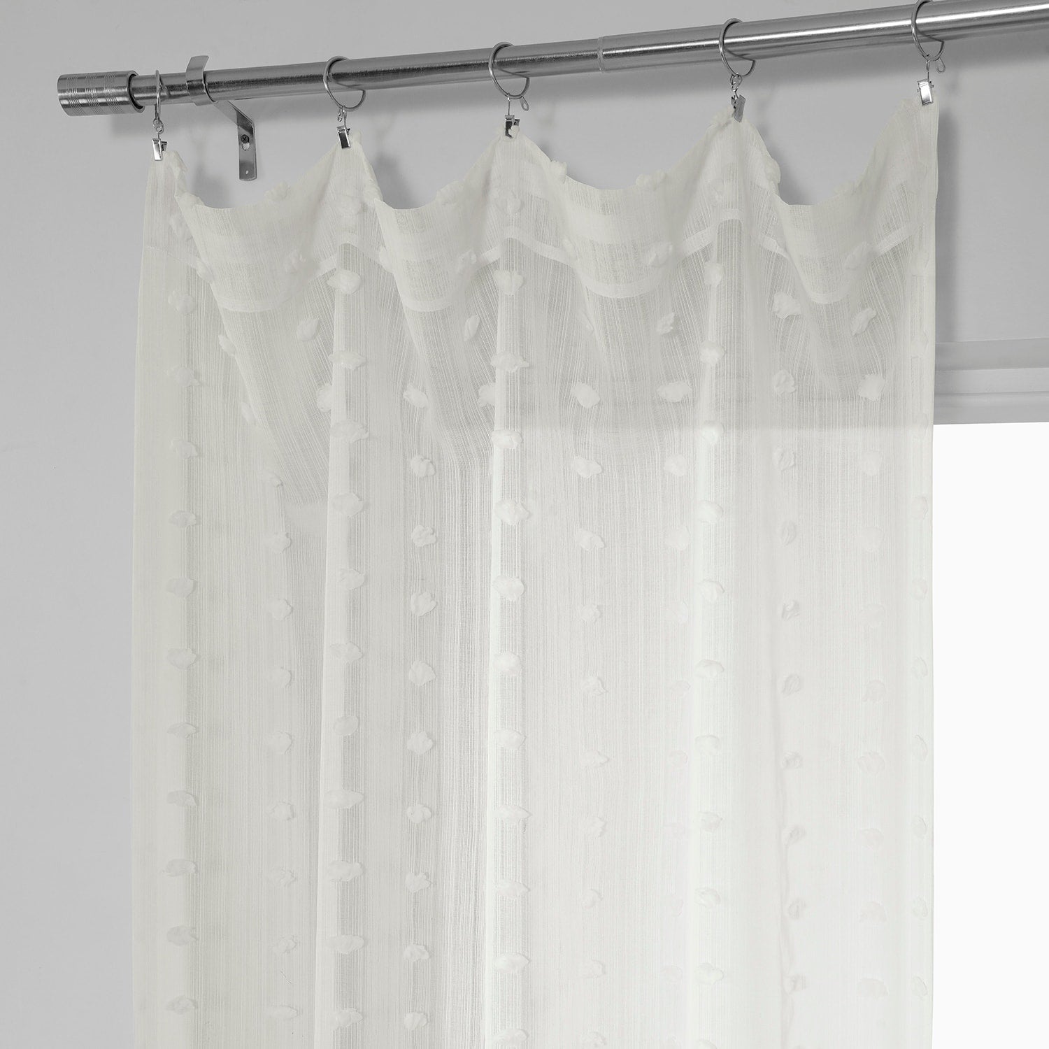 Exclusive Fabrics Strasbourg Dot Patterned Faux Linen Sheer Curtain (1 Panel)