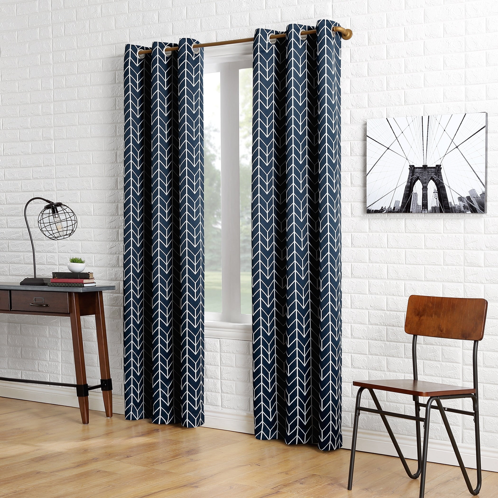 Sun Zero Kenwood Chevron Blackout Grommet Curtain Panel, Single Panel