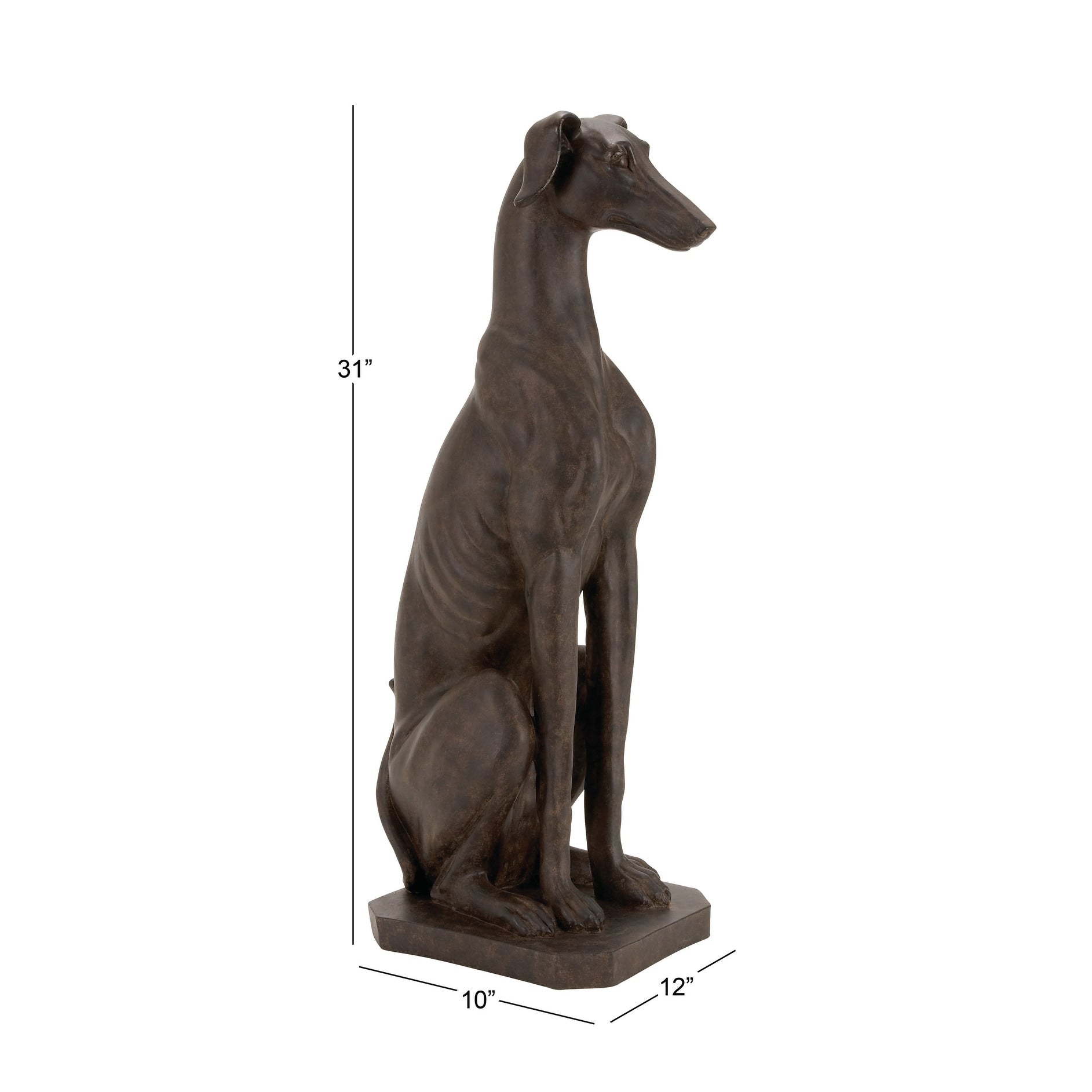 Polystone Dog Sculpture - Brown - Roche River Decor - 10W x 12L x 31H