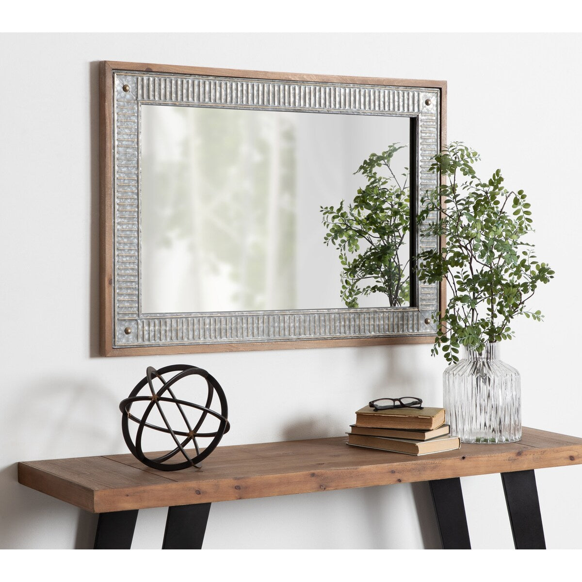 Kate and Laurel Deely Wood and Metal Wall Mirror