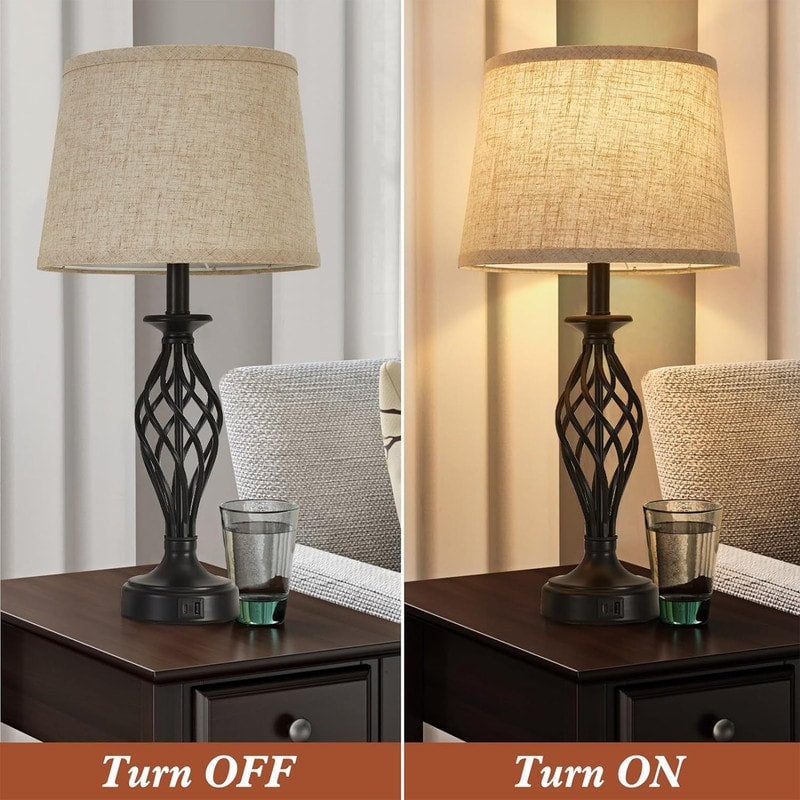 Modern Bedside Lamp Bedroom Table Lamp (Set of 2) - 12D x 12W x 23.8H