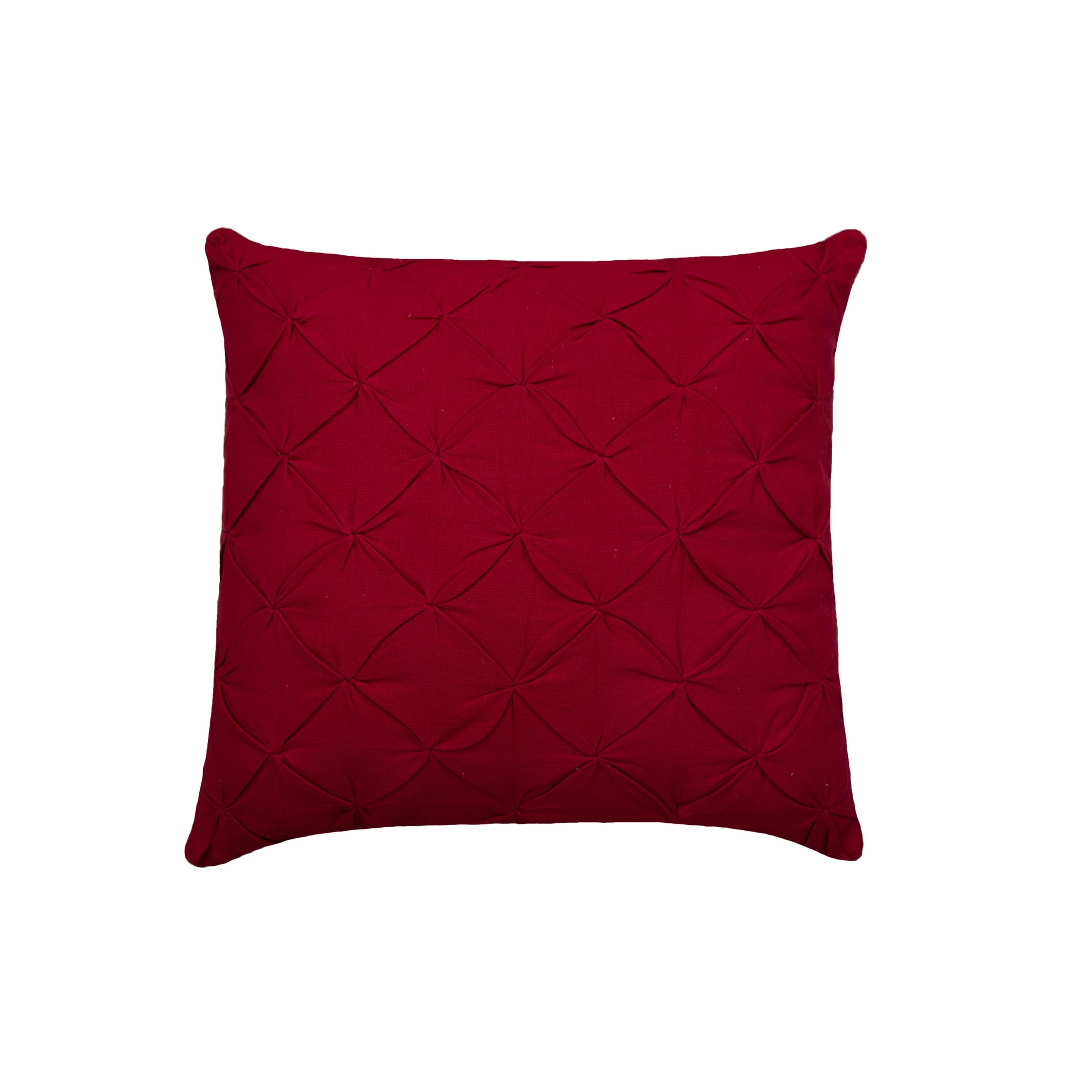 18 x 18 Diamond Tuck Red Solid Woven Square Throw Pillow