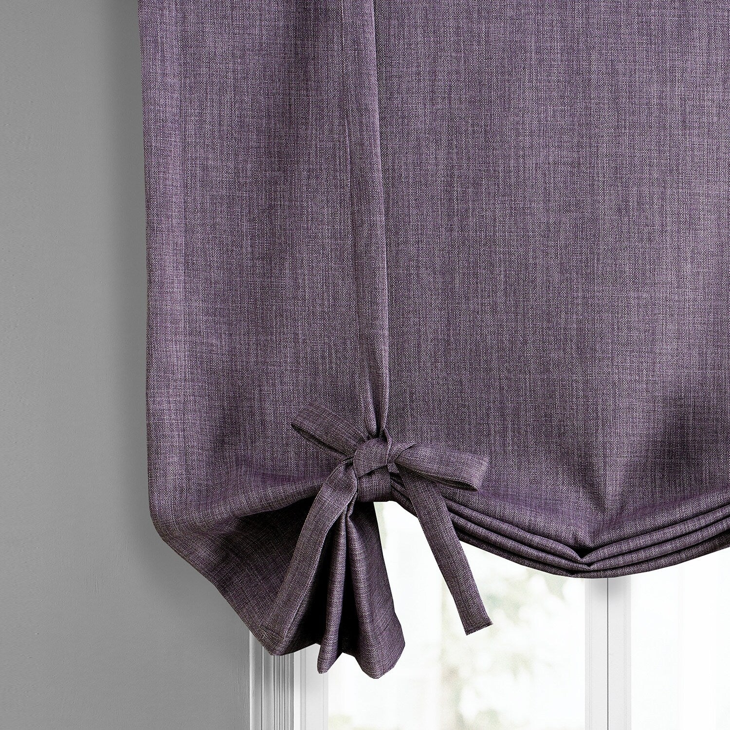 Exclusive Fabrics Faux Linen Room Darkening Tie-Up Window Shade (1 Panel)