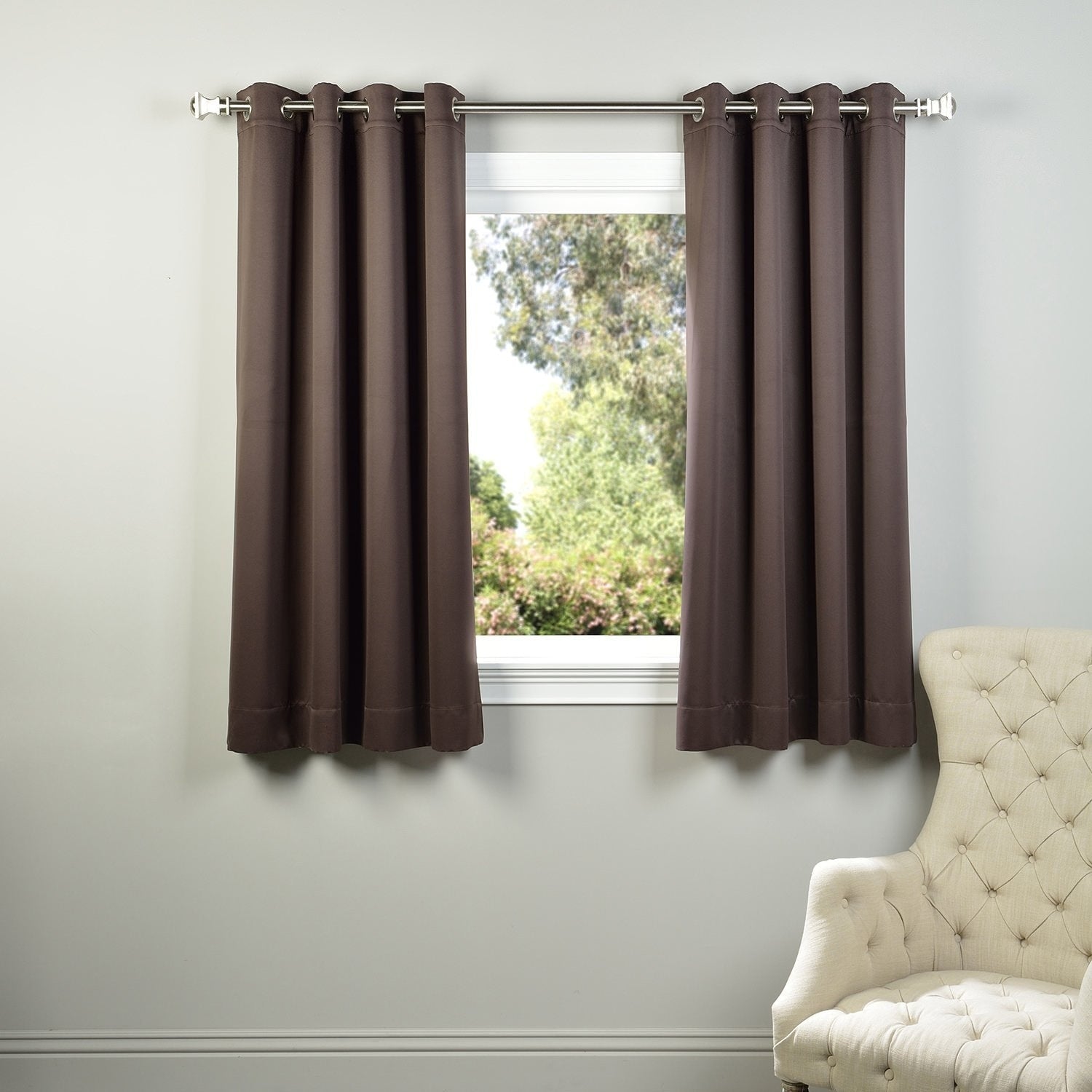 Exclusive Fabrics Room Darkening Grommet Curtain Panel Pair 63 Inches Long (2 Panels)