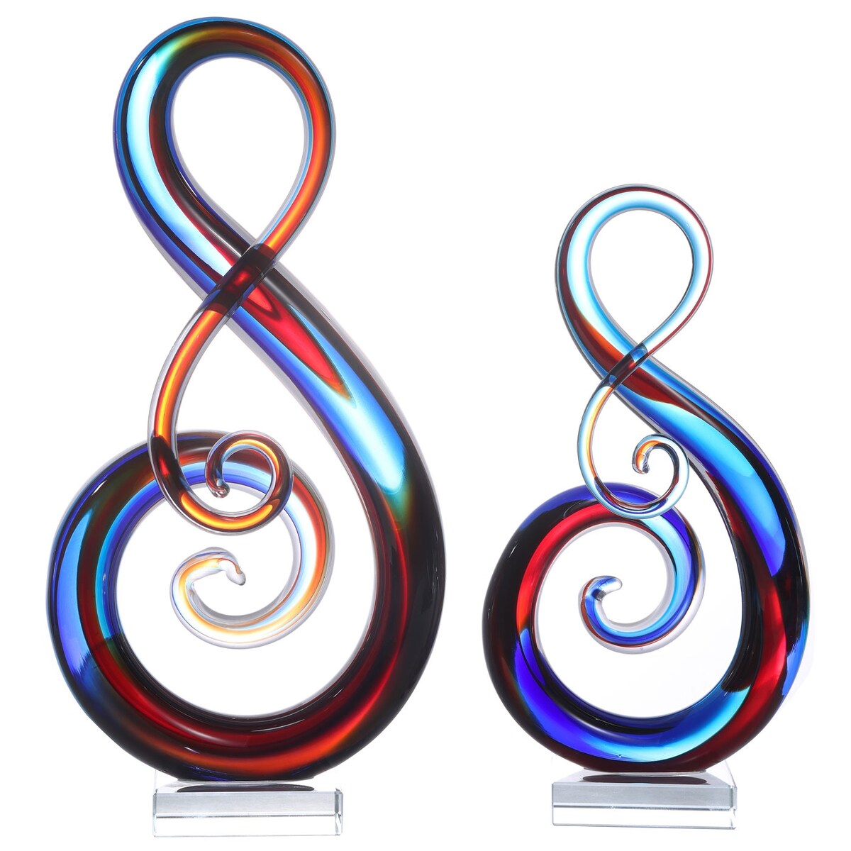 Luxury Lane Hand Blown Treble Sommerso Art Glass Sculpture