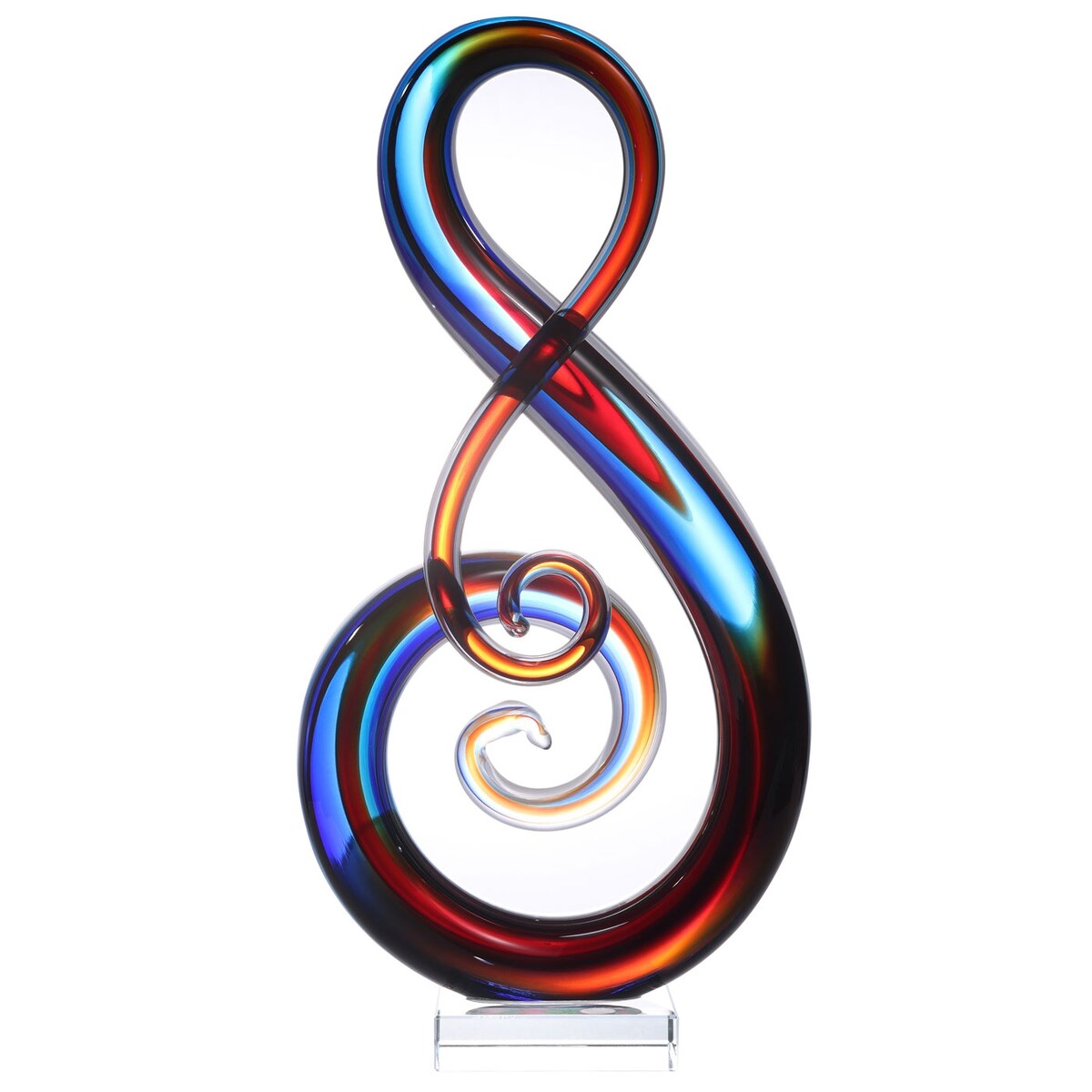 Luxury Lane Hand Blown Treble Sommerso Art Glass Sculpture