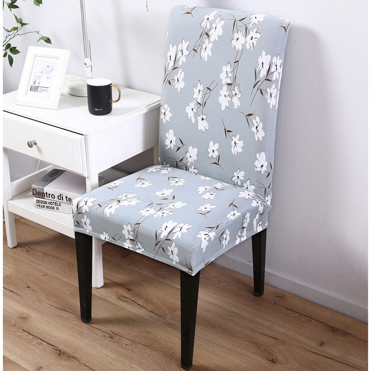 Enova Home Elastic Elegant Polyester and Spandex Stretch Washable Dining Chair Slipcover 2 Pcs