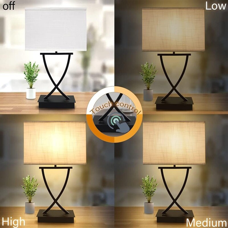 21.38 Bedside Bedside Lamp 3 Way Dimmable Touch Control Desk Lamp - 7D x 12.2W x 21.26H