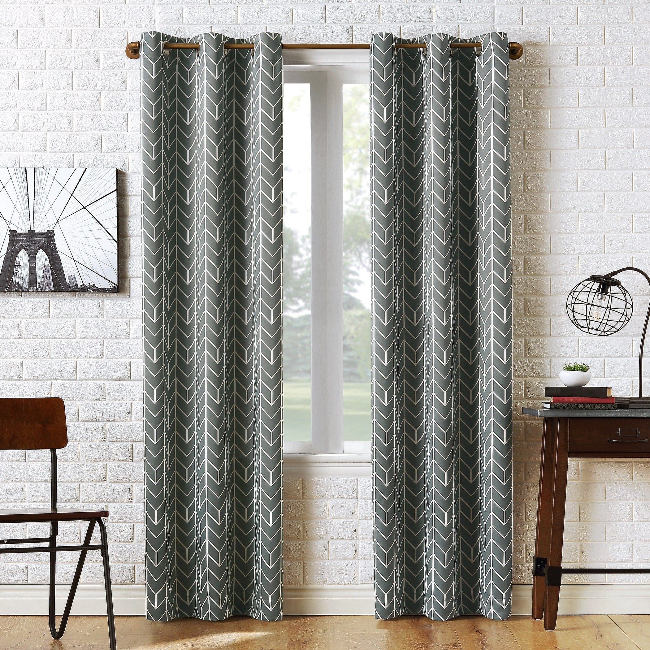 Sun Zero Kenwood Chevron Blackout Grommet Curtain Panel, Single Panel