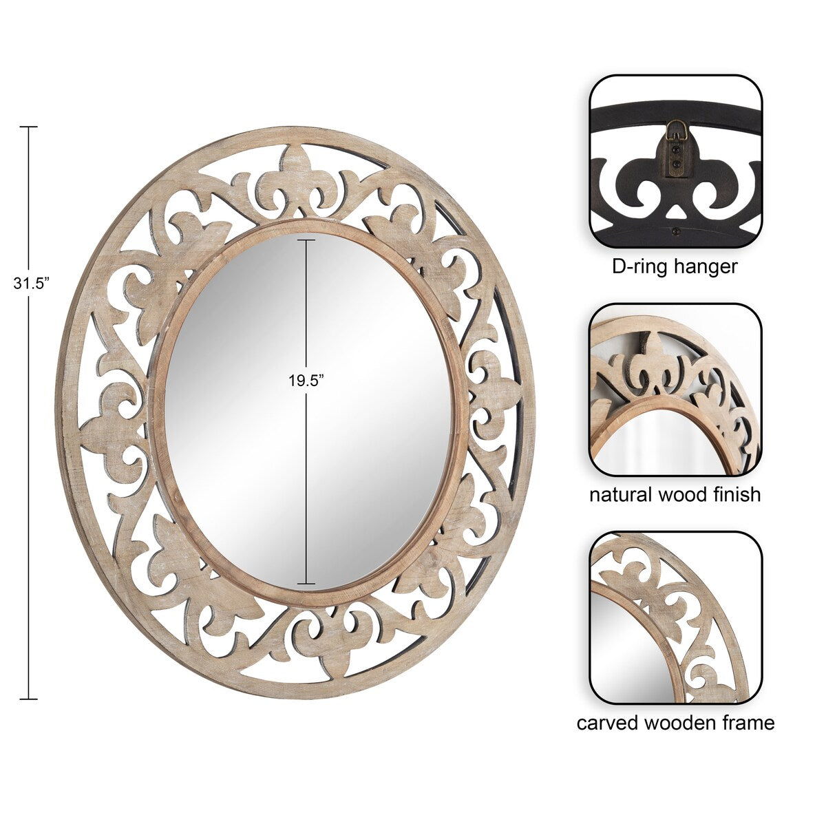 Kate and Laurel Shovali Rustic Round Mirror