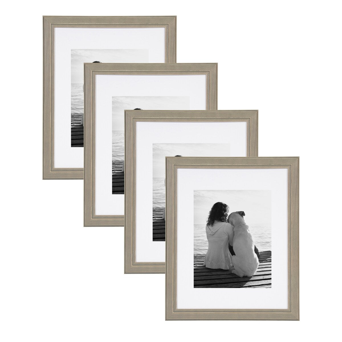 DesignOvation Kieva 11x14 matted to 8x10 Wood Picture Frame, Set of 4