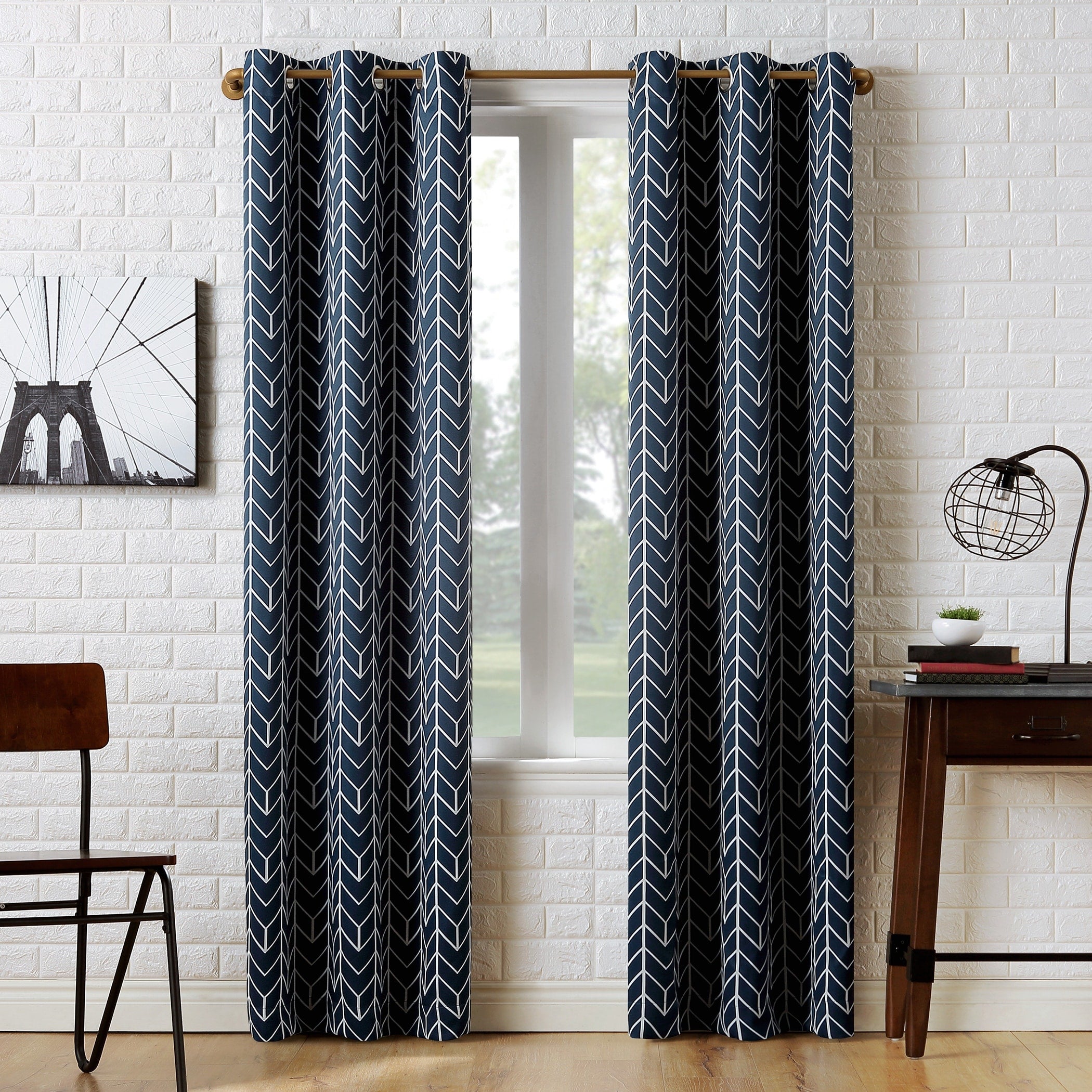 Sun Zero Kenwood Chevron Blackout Grommet Curtain Panel, Single Panel