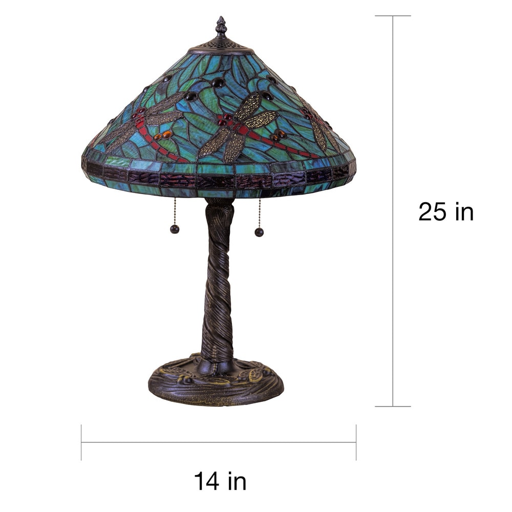 Tiffany Style Turquoise Blue Dragonfly Table Lamp