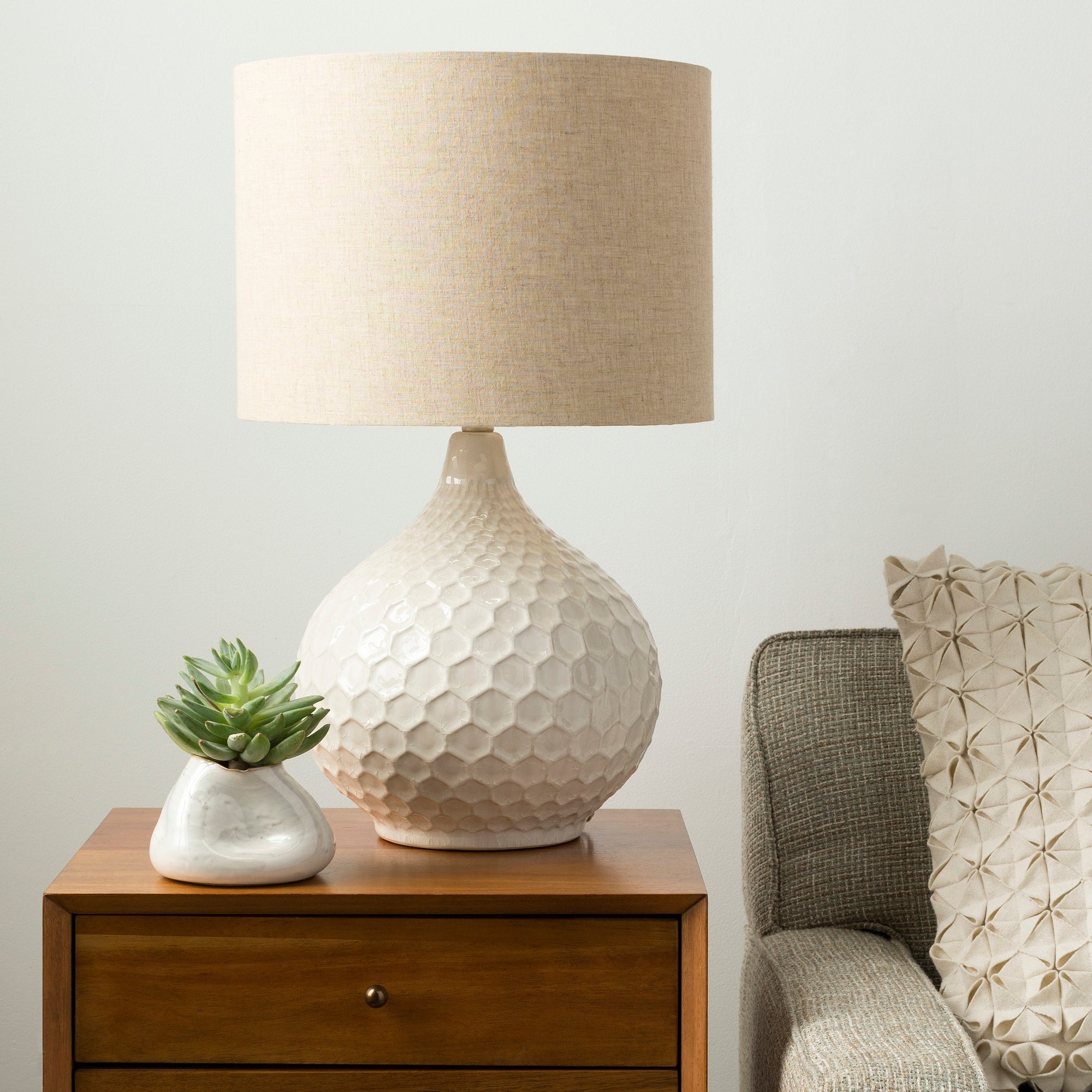 Livabliss Rustic Emma Table Lamp with Glazed Ceramic Base