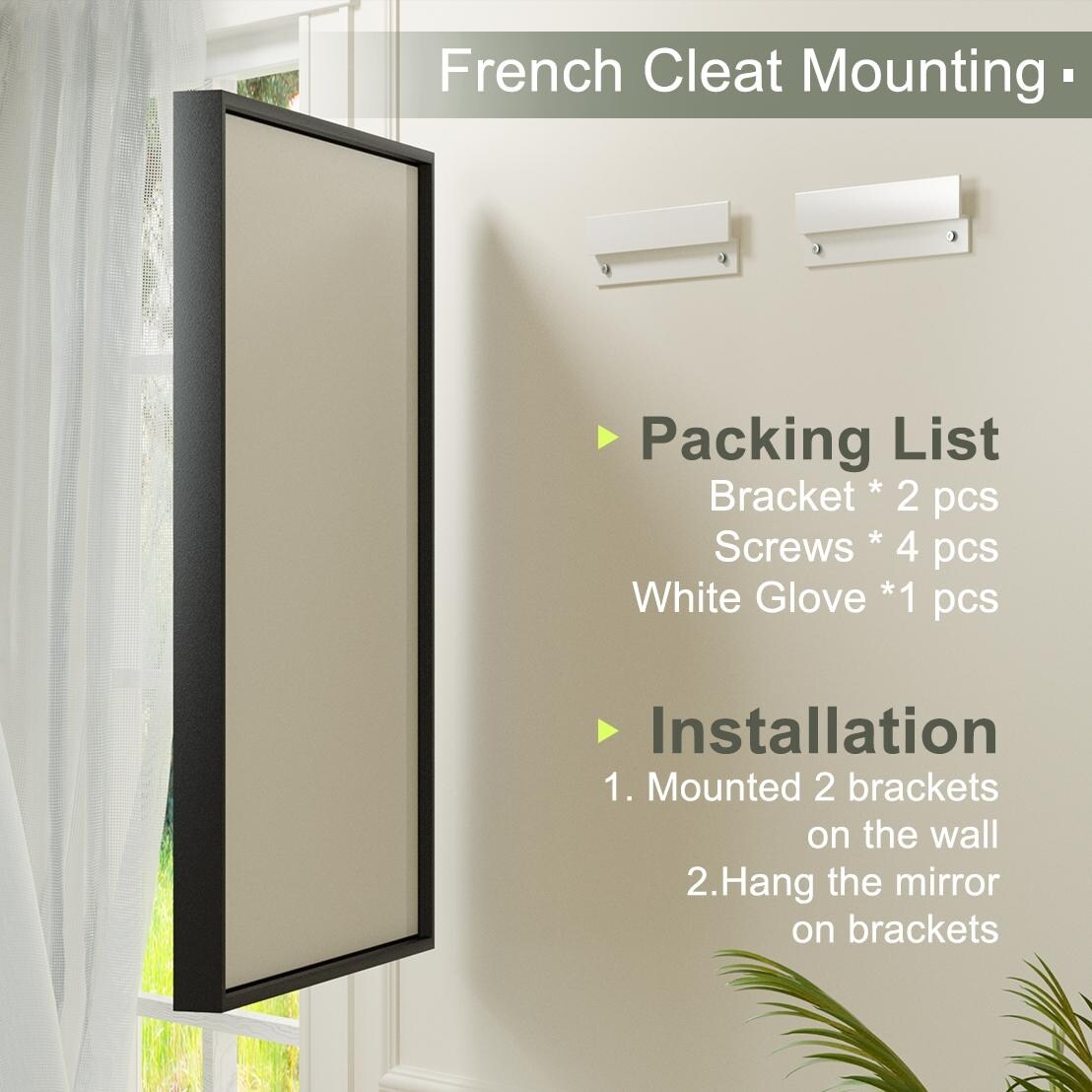 Apmir Metal Black Frame Bathroom Vanity Mirror Wall Mounted in Tempered Glass