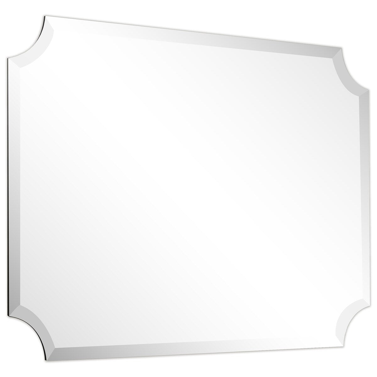 Frameless Rectangle Scalloped Beveled Wall Mirror - Clear