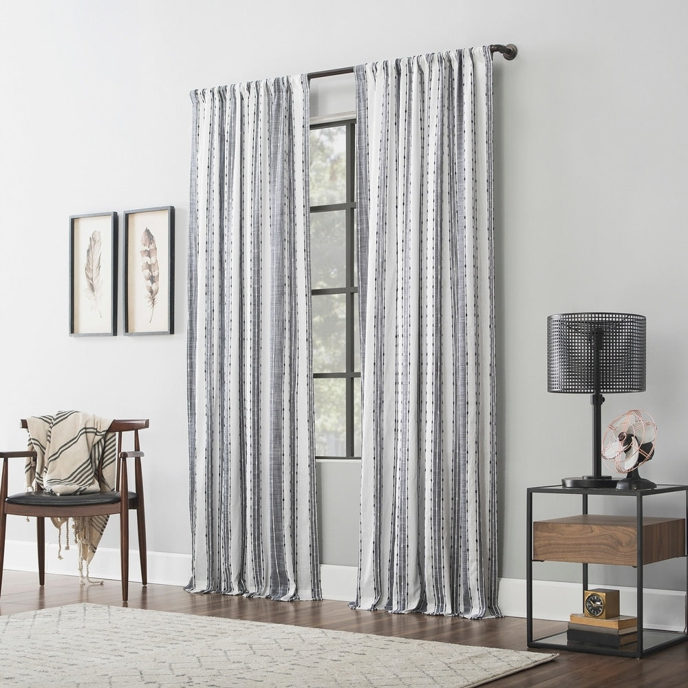 Archaeo Slub Texture Stripe Cotton Curtain, Single Panel