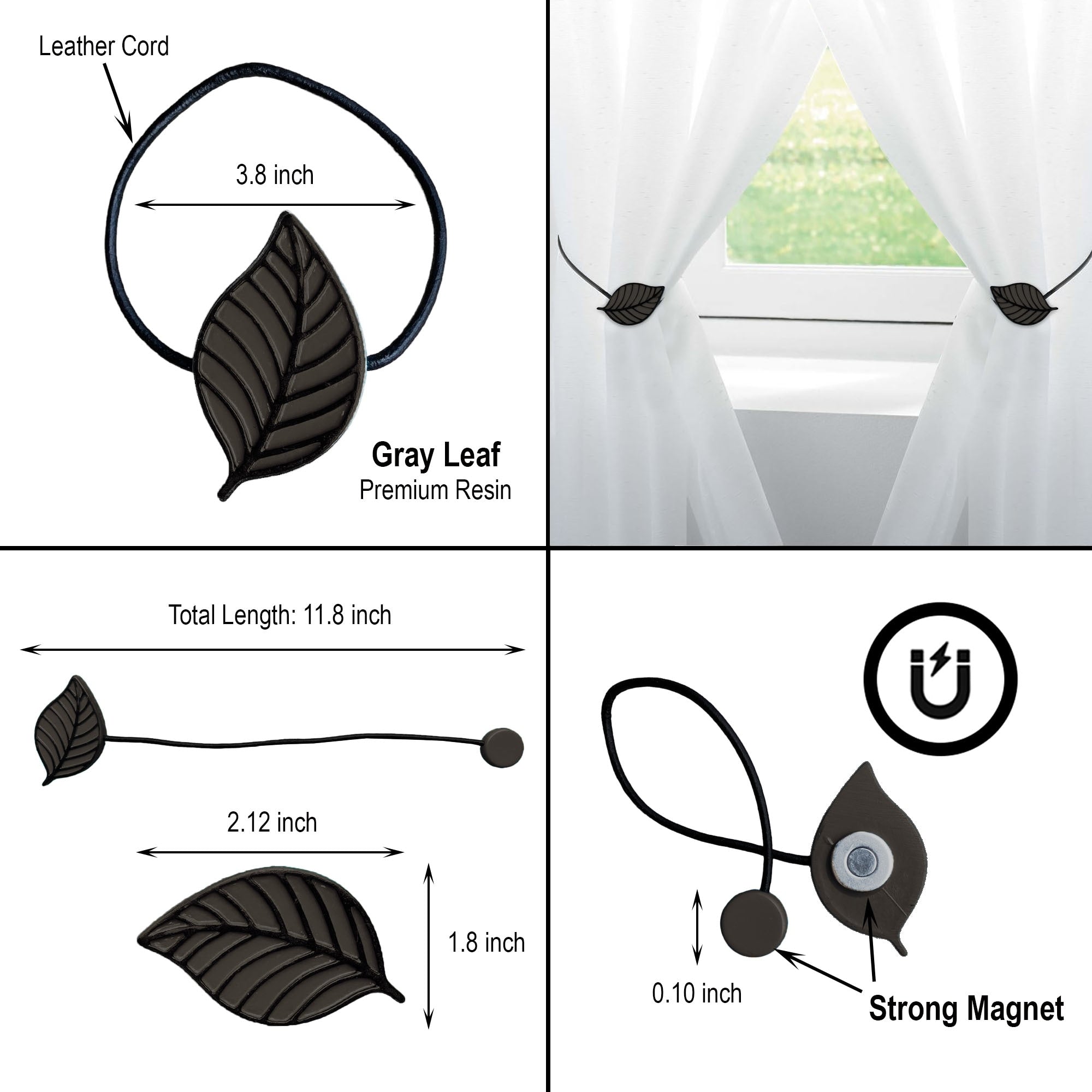 Magnetic Curtain Tieback - Stylish Leaf Design in Resin