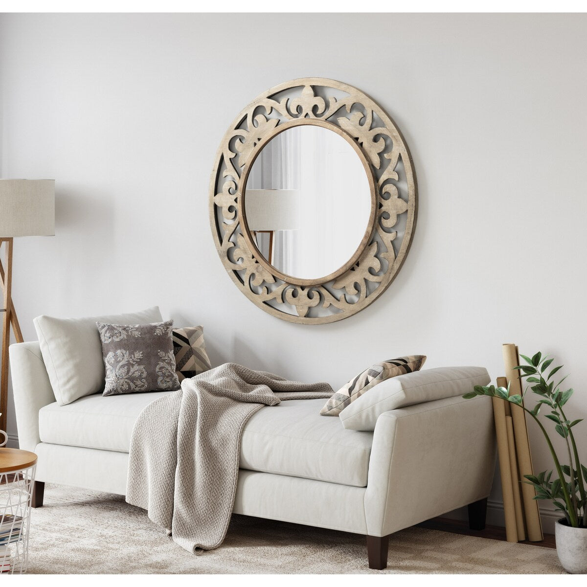 Kate and Laurel Shovali Rustic Round Mirror