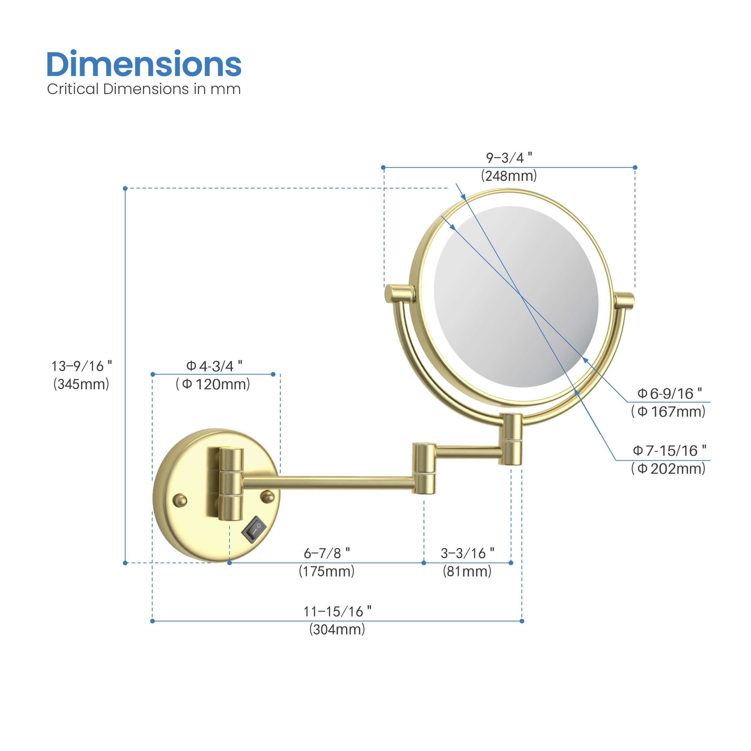 Circular LED Wall Mount Magnifying Make Up Mirror