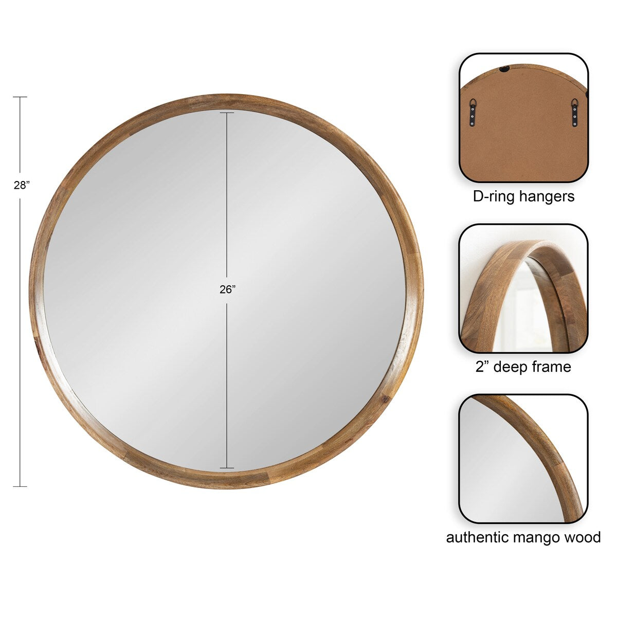 Kate and Laurel Prema Wood Framed Mirror