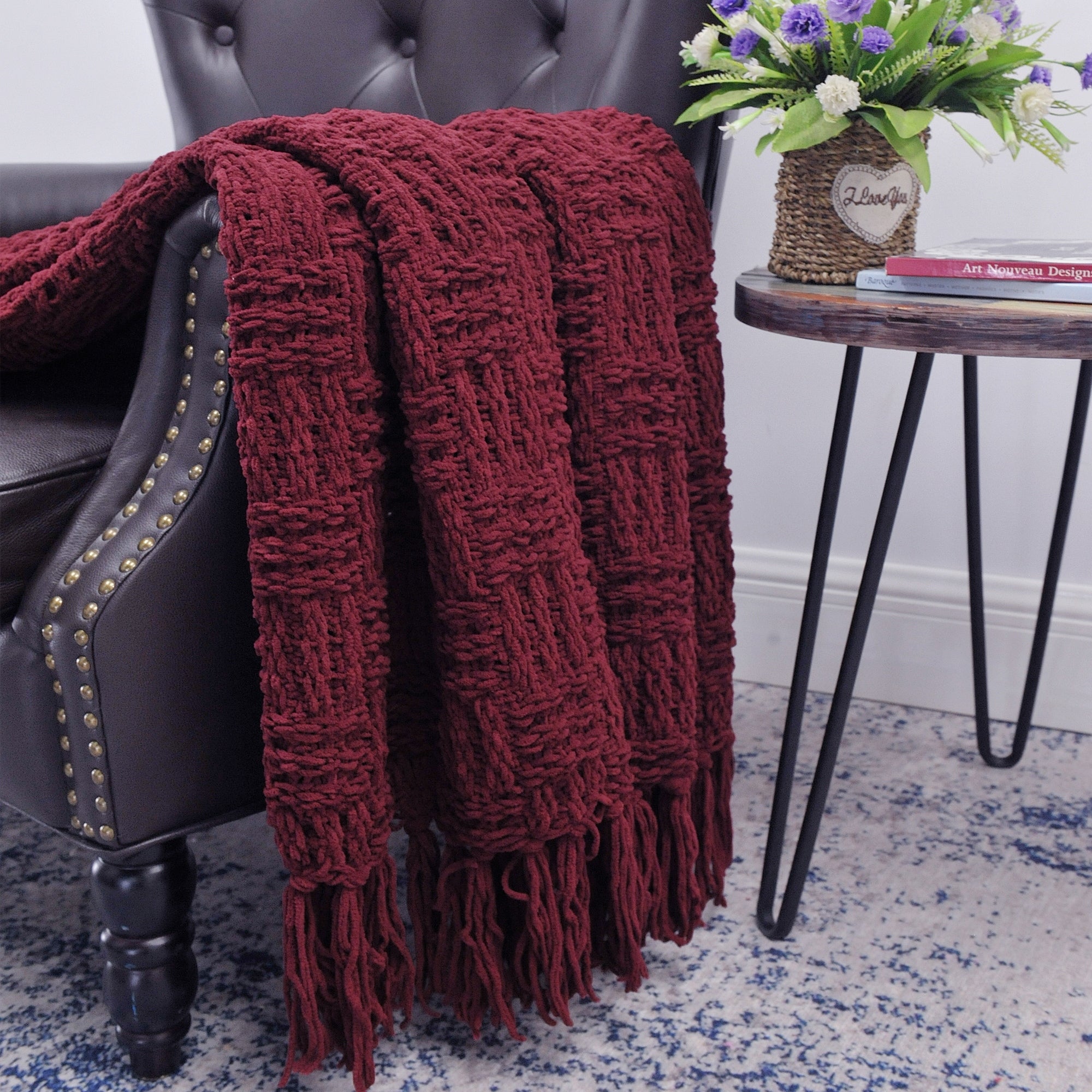 Cable Knitted Couch Cover Throw Blanket