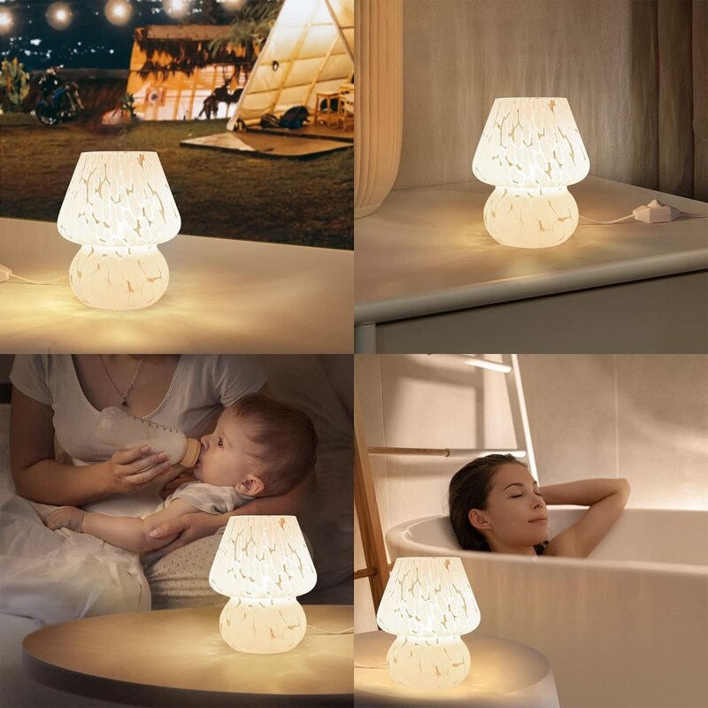 Cute Mushroom Lamp Small Bedside Table Lamp (Set of 2) - 5.91D x 5.91W x 7.09H