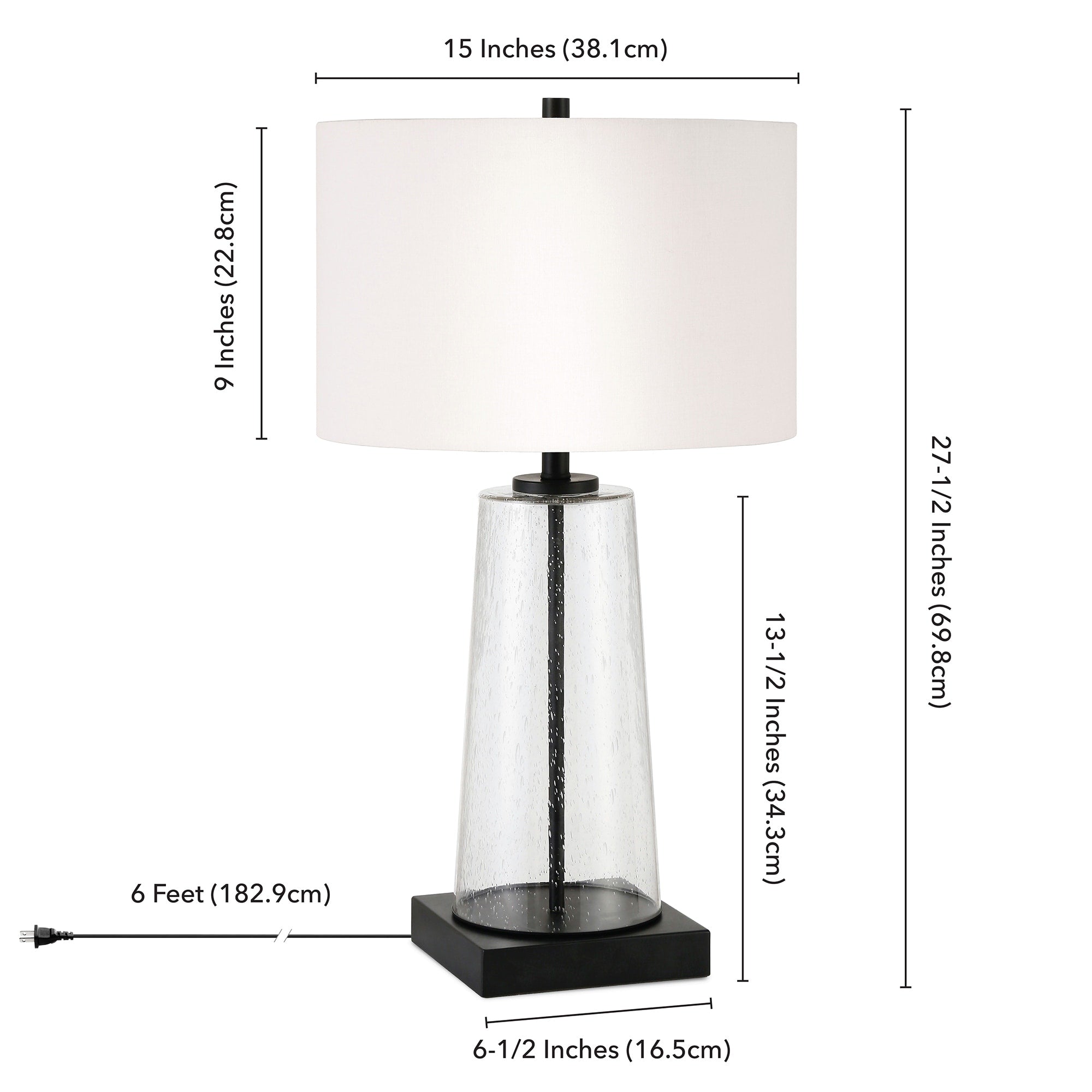 Dax Tapered Seeded Glass Table Lamp