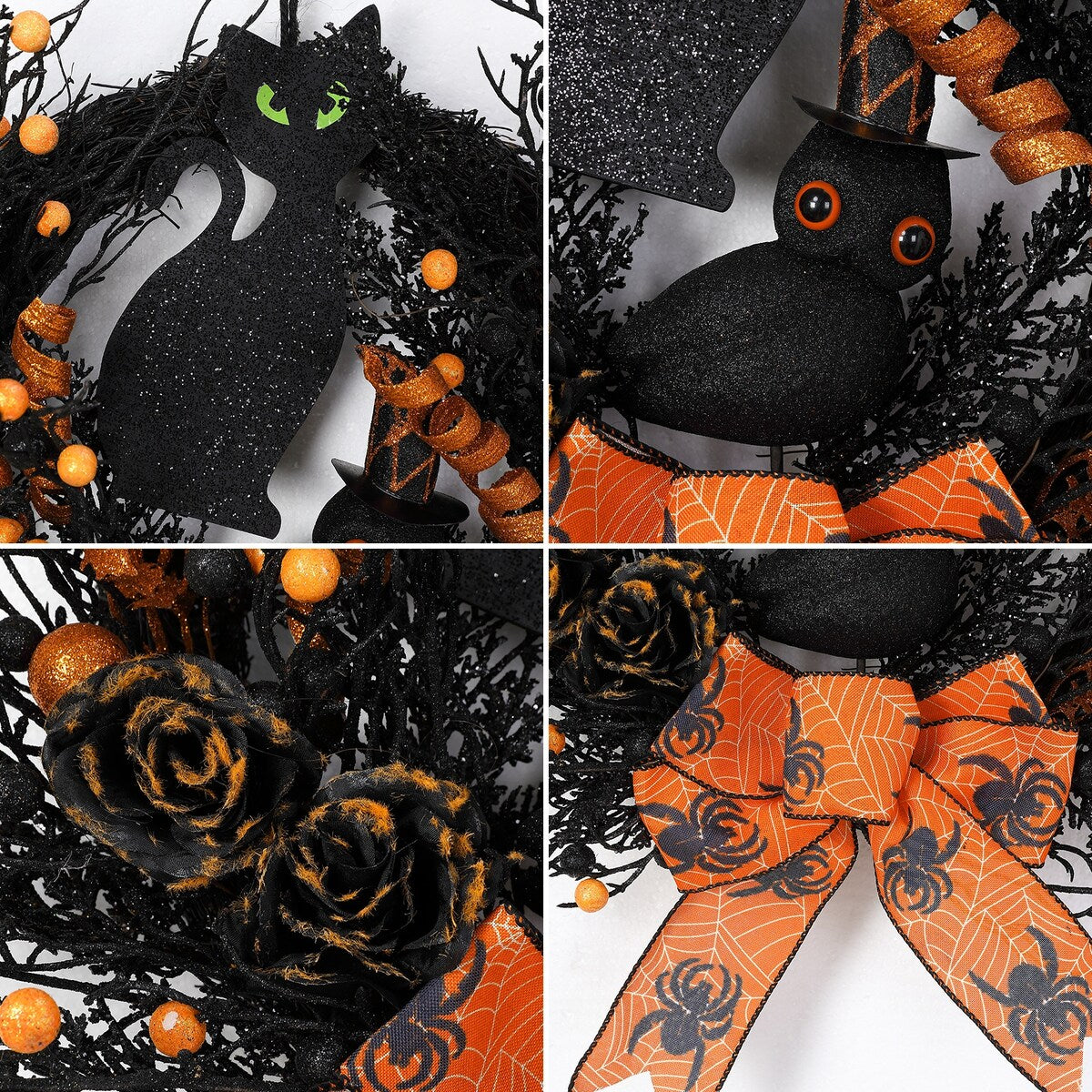 Halloween Artificial Wreath Owl