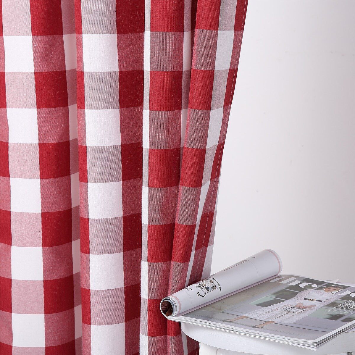 Garvee Buffalo Checker Plaid Curtain Yarn Dyed Fabric Light Filtering Drapes, 2 Panels