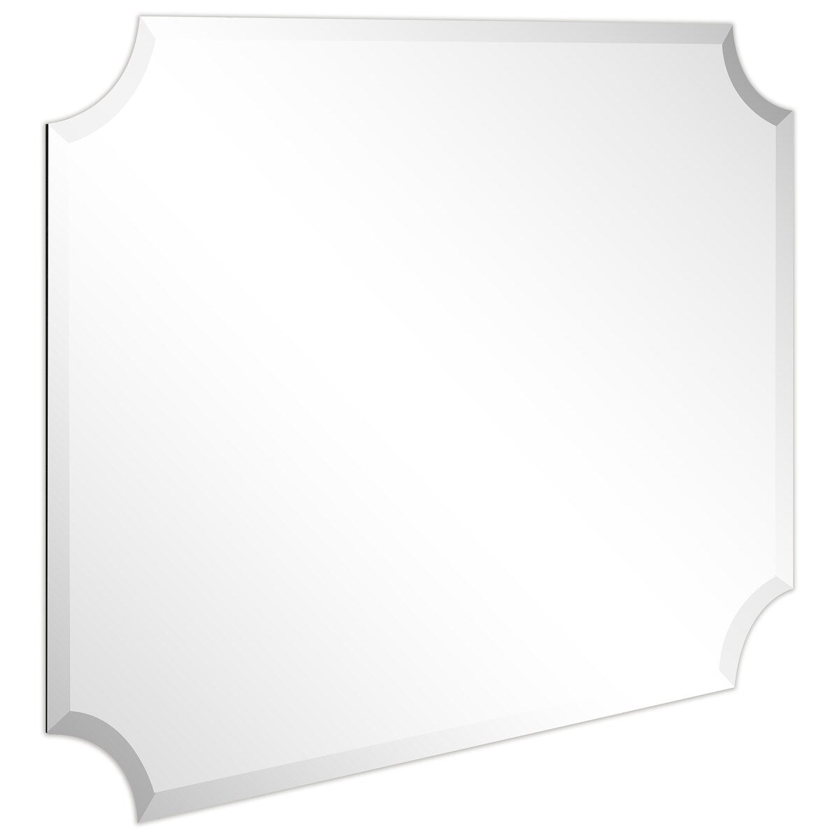 Frameless Rectangle Scalloped Beveled Wall Mirror - Clear