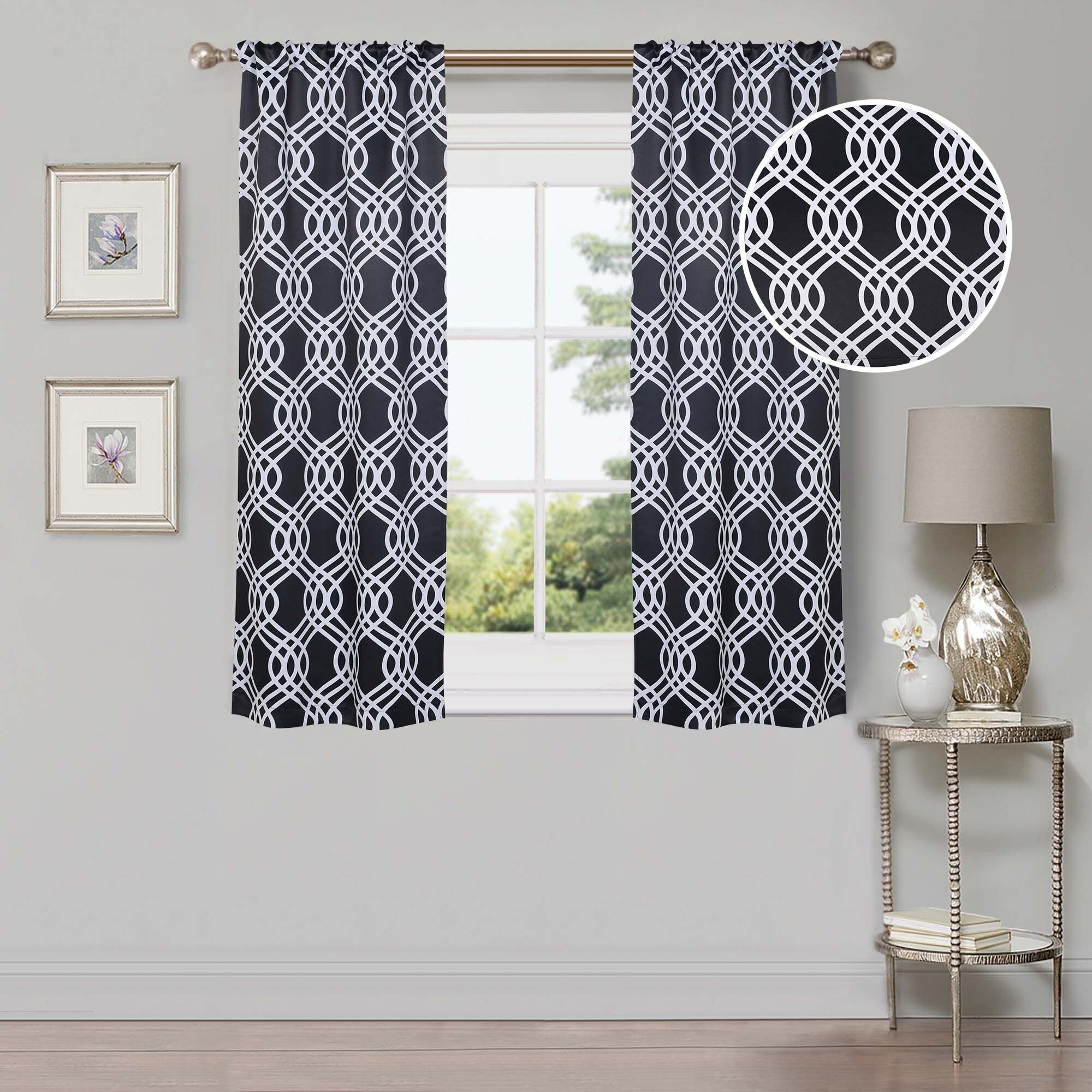 Superior Ribbon Washable Room Darkening Curtains, Set of 2 Panels