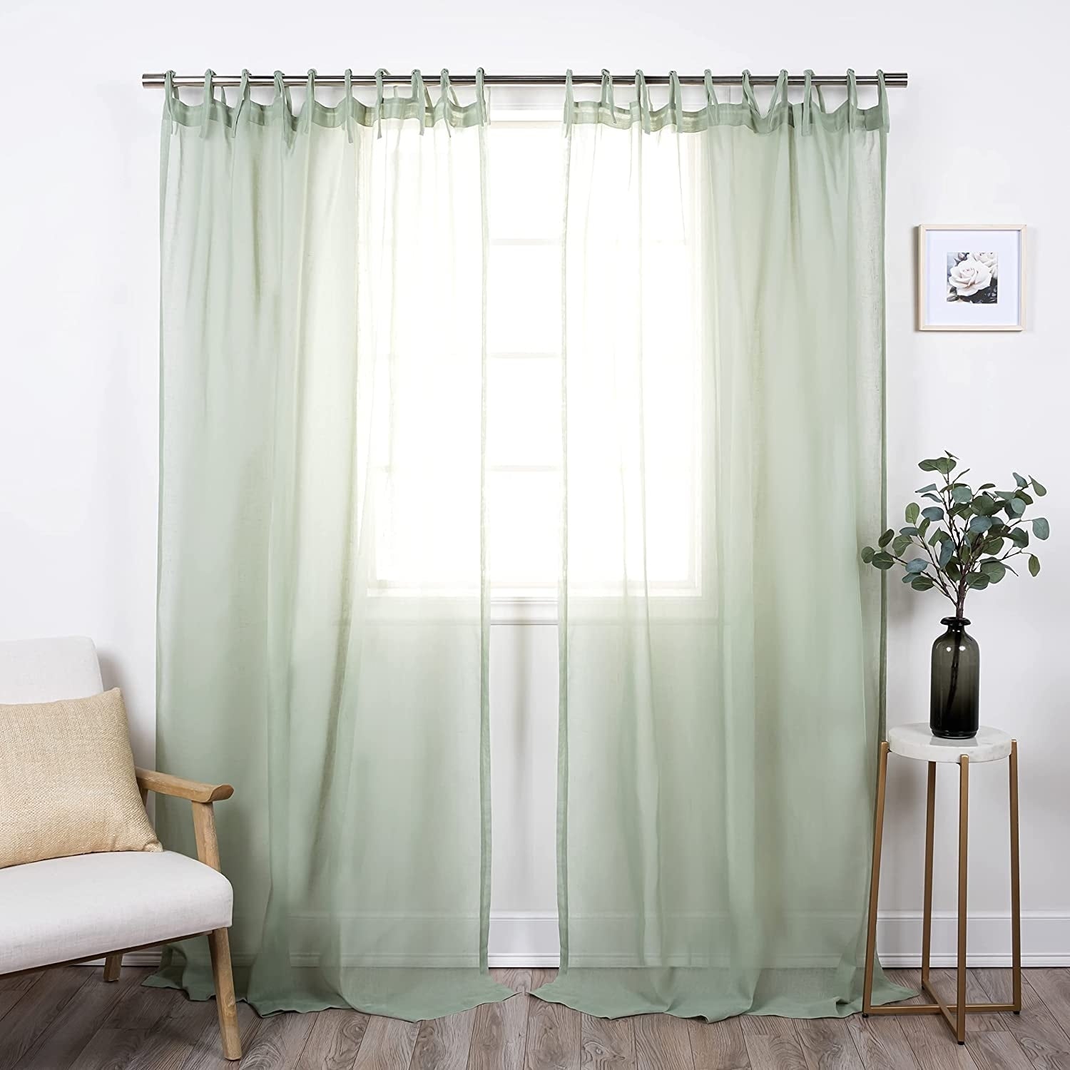 Aurora Home Textured Faux Linen Tie Top Curtain Panel Pair - 84 & 96