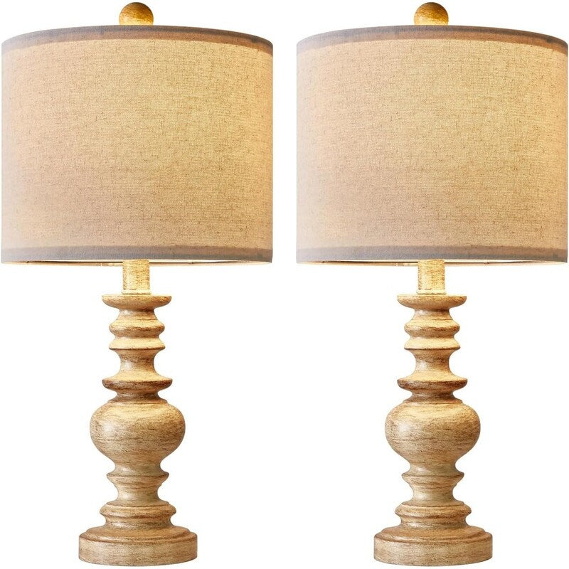 20 Nightstand Table Lamps, Set of 2, Vintage Side Table Table Lamps - 10D x 10W x 20H